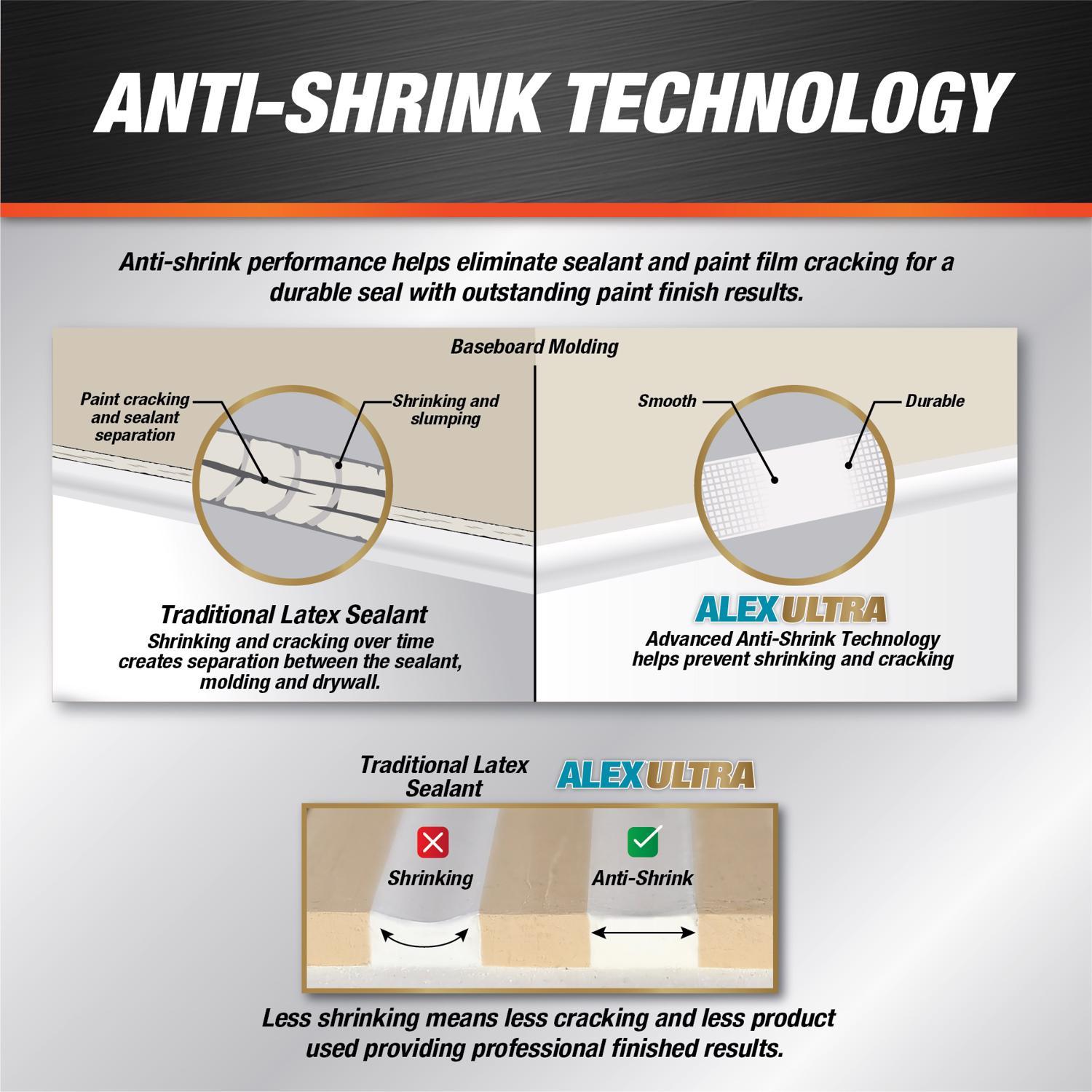 DAP Alex Ultra White Elastomeric Acrylic Latex All Purpose Waterproof Sealant 10.1 oz