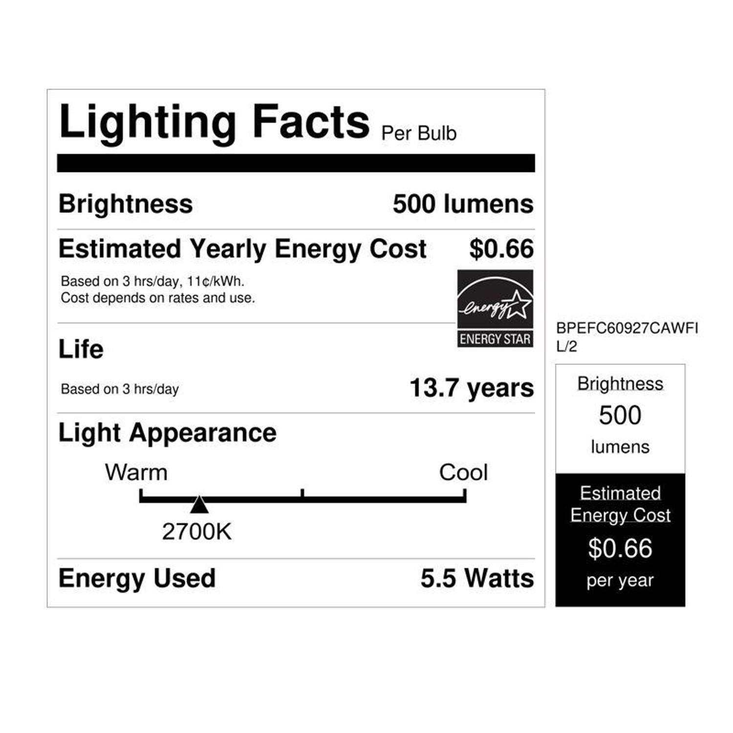 Feit White BA10 E26 (Medium) Filament LED Bulb Soft White 60 Watt Equivalence 2 pk