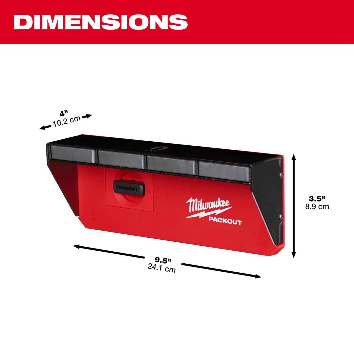 Milwaukee PACKOUT SHOP STORAGE Garage Organizer Magnetic Power Tool Holder Black/Red