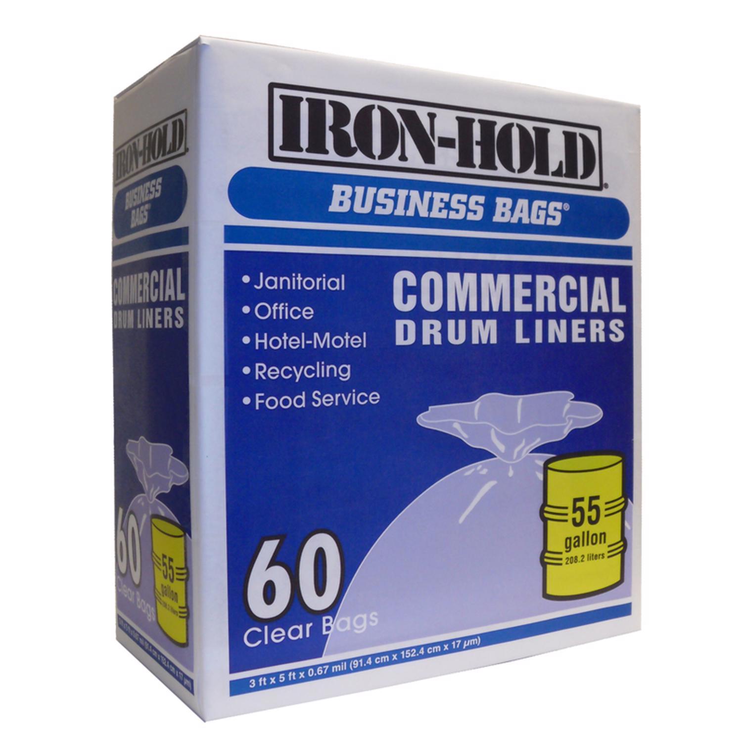 Iron-Hold 55 gal No Scent Scent Drum Liners Twist Tie 60 pk 0.67 mil