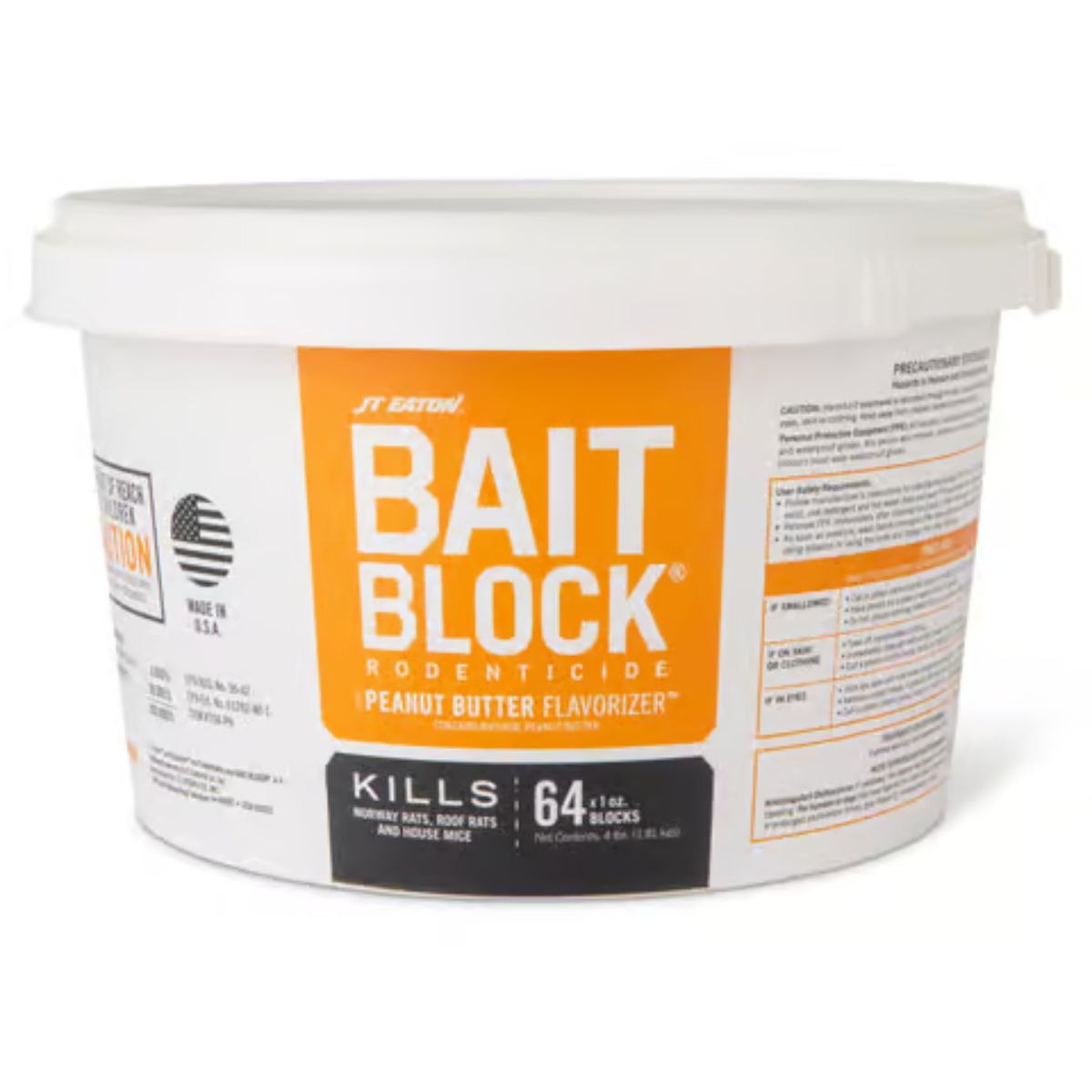 JT Eaton Toxic Peanut Butter-Flavored Rodenticide Bait Blocks For Mice and Rats 4 lb. 64 Pack
