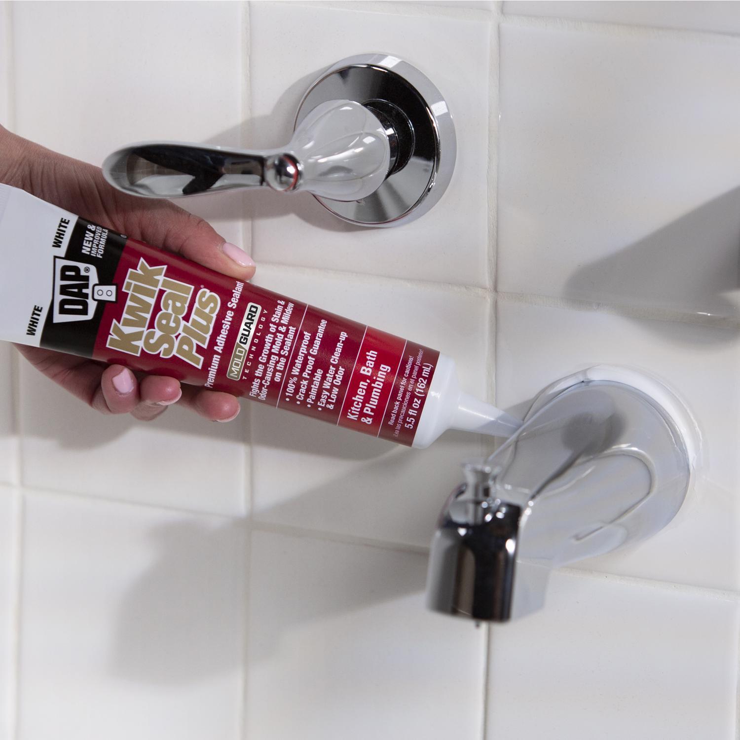 DAP Kwik Seal Plus White Siliconized Latex Kitchen and Bath Caulk 5.5 oz