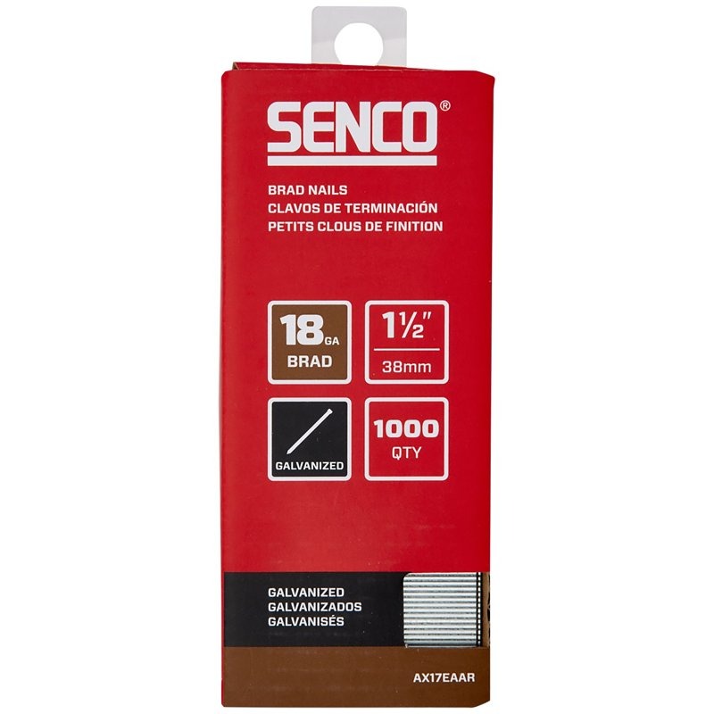 Senco Brad Nail Strip, 1-1/2 in. L, 18 ga., Galvanized/Plain, Medium Head