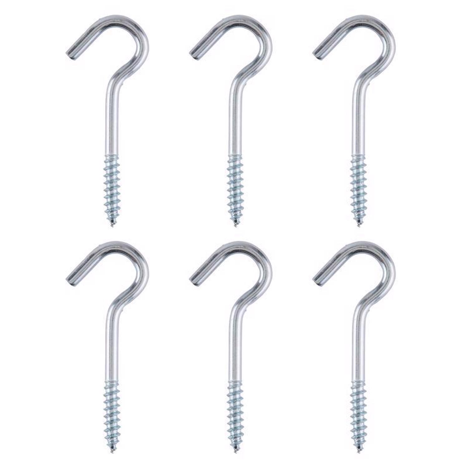 Ace Medium Zinc-Plated Silver Steel 2-1/8 in. L Ceiling Hook 40 lb 6 pk