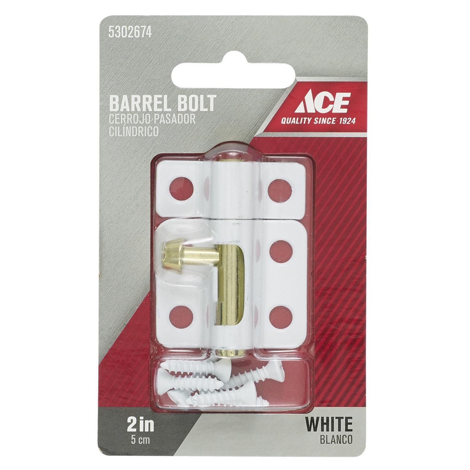 Ace 0.62 in. L White Steel Barrel Bolt 1 pk