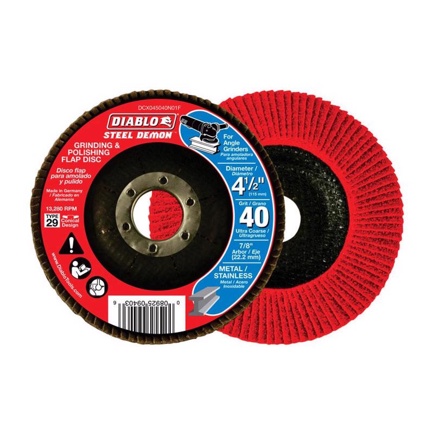 Diablo Steel Demon 4-1/2 in. D X 7/8 in. Zirconia Flap Disc 40 Grit 1 pk