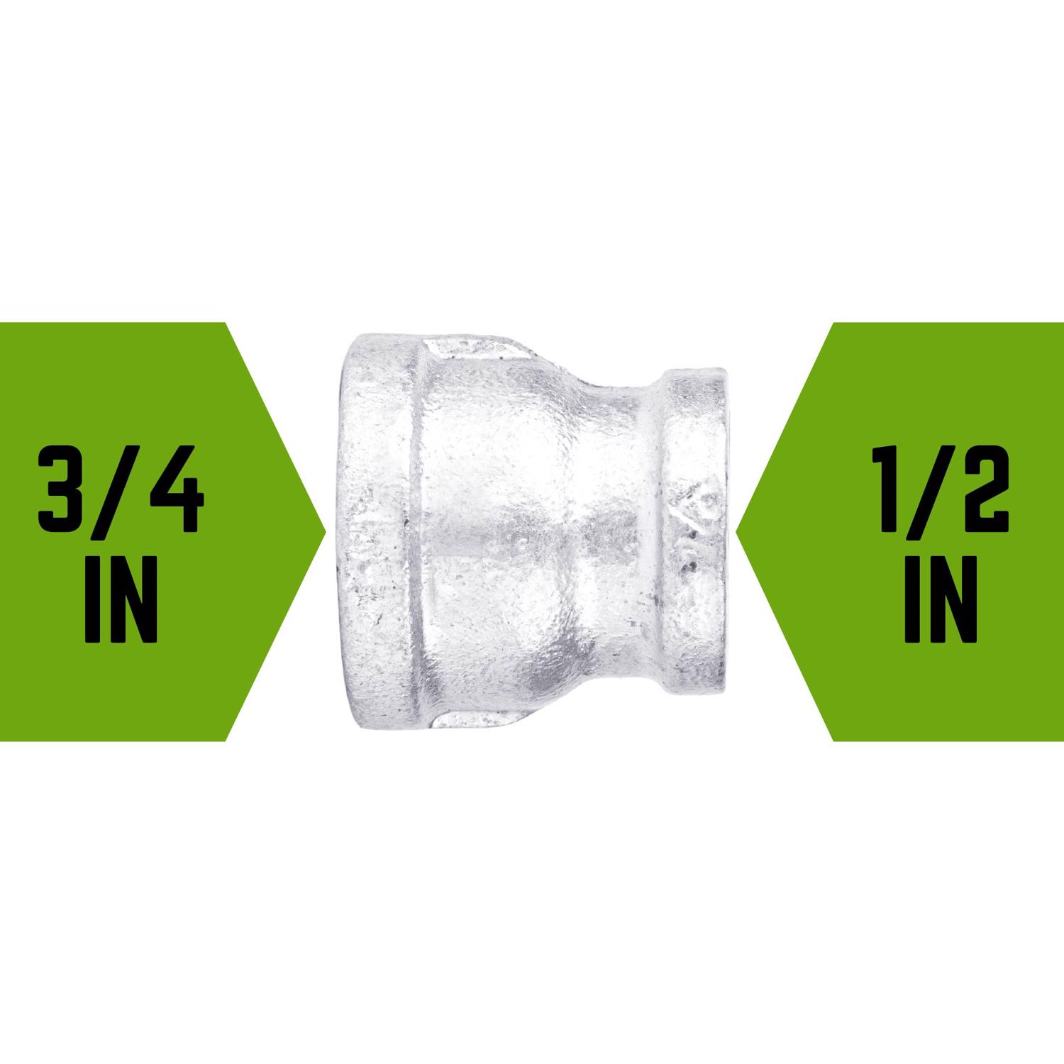 STZ Industries 3/4 in. FIP each X 1/2 in. D FIP Galvanized Malleable Iron Reducing Coupling