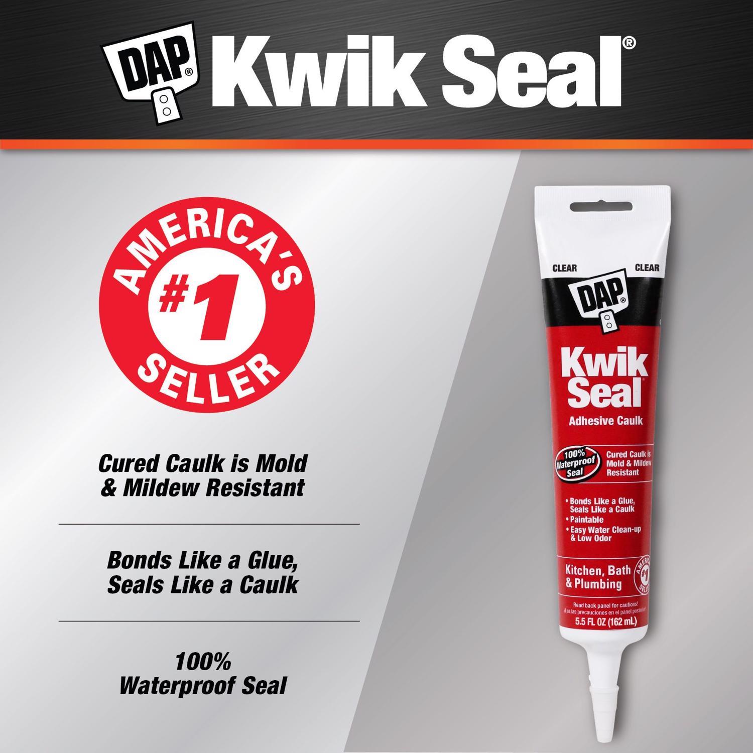 DAP Kwik Seal Clear Acrylic Latex Kitchen and Bath Adhesive Caulk 5.5 oz