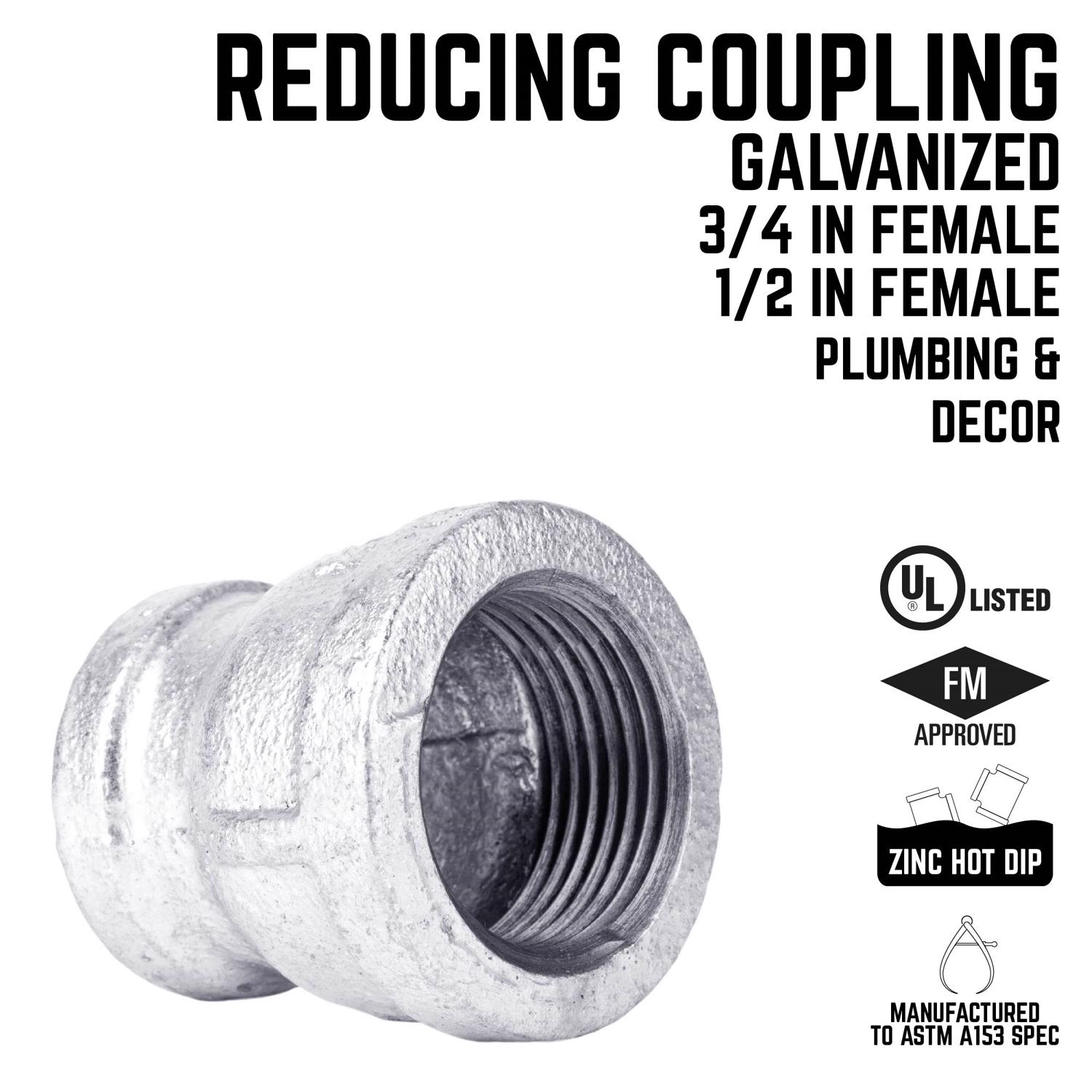 STZ Industries 3/4 in. FIP each X 1/2 in. D FIP Galvanized Malleable Iron Reducing Coupling