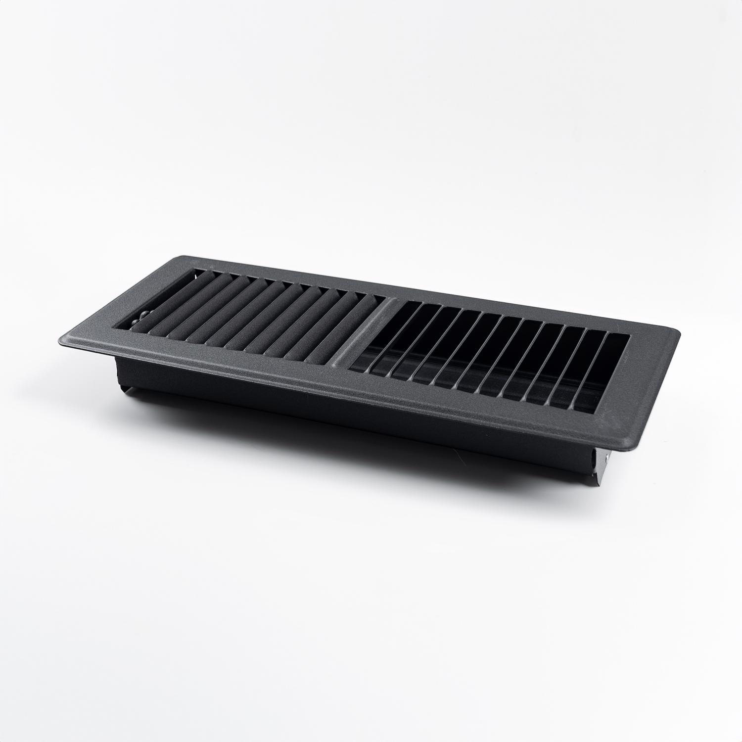 RectorSeal Tru Aire 4 in. H X 12 in. W 2-Way Powder Coat Black Steel Floor Register