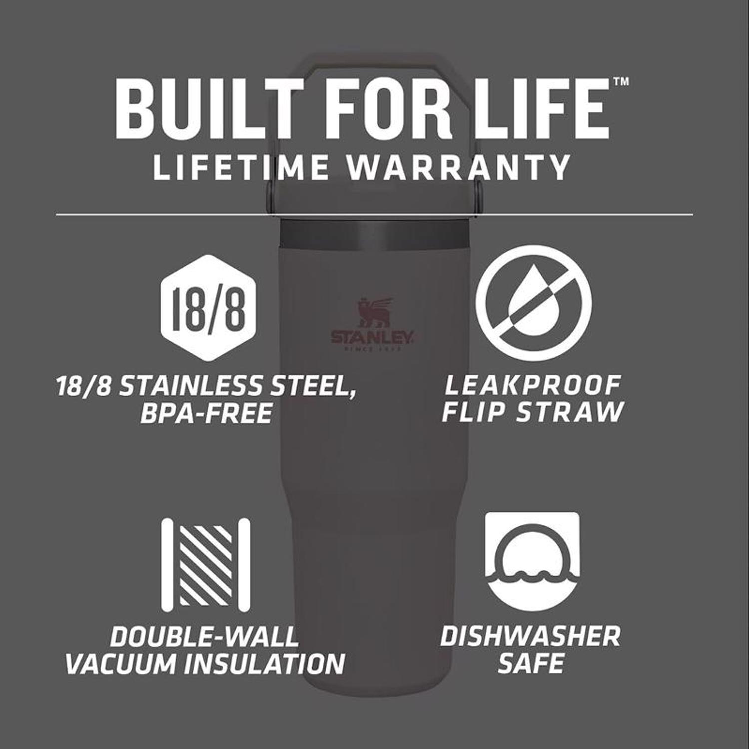 Stanley The IceFlow 30 oz Rose Quartz BPA Free Double-wall Vacuum Insulated Straw Tumbler
