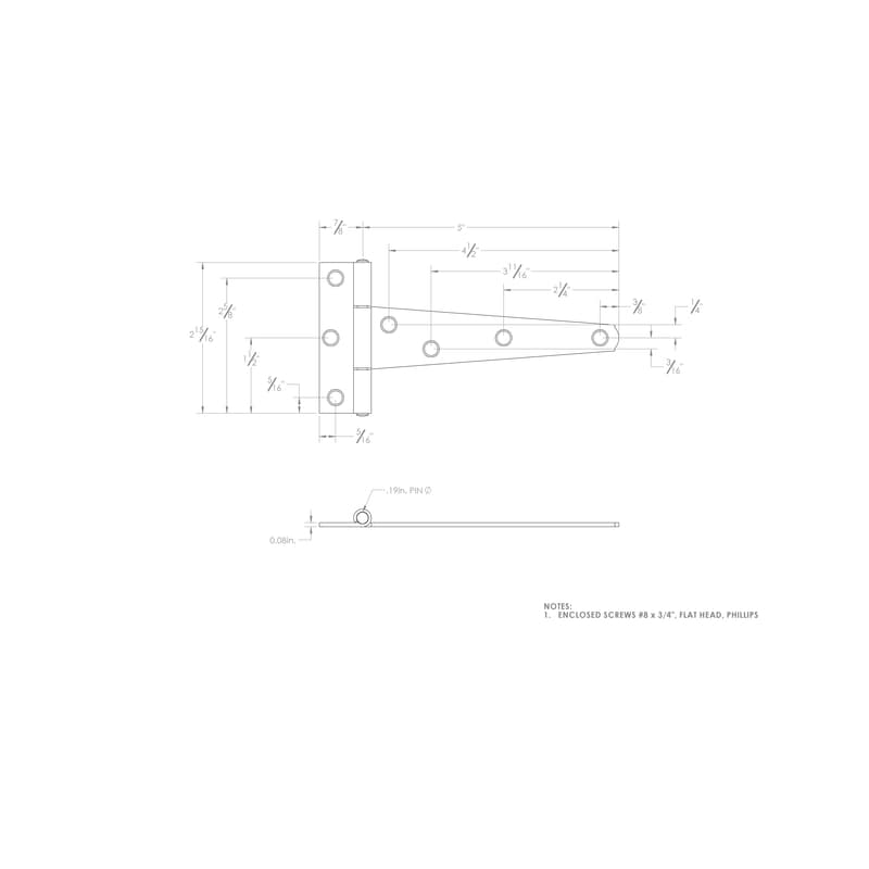 Ace 5 in. L Zinc-Plated Light Duty T Hinge 2 pk