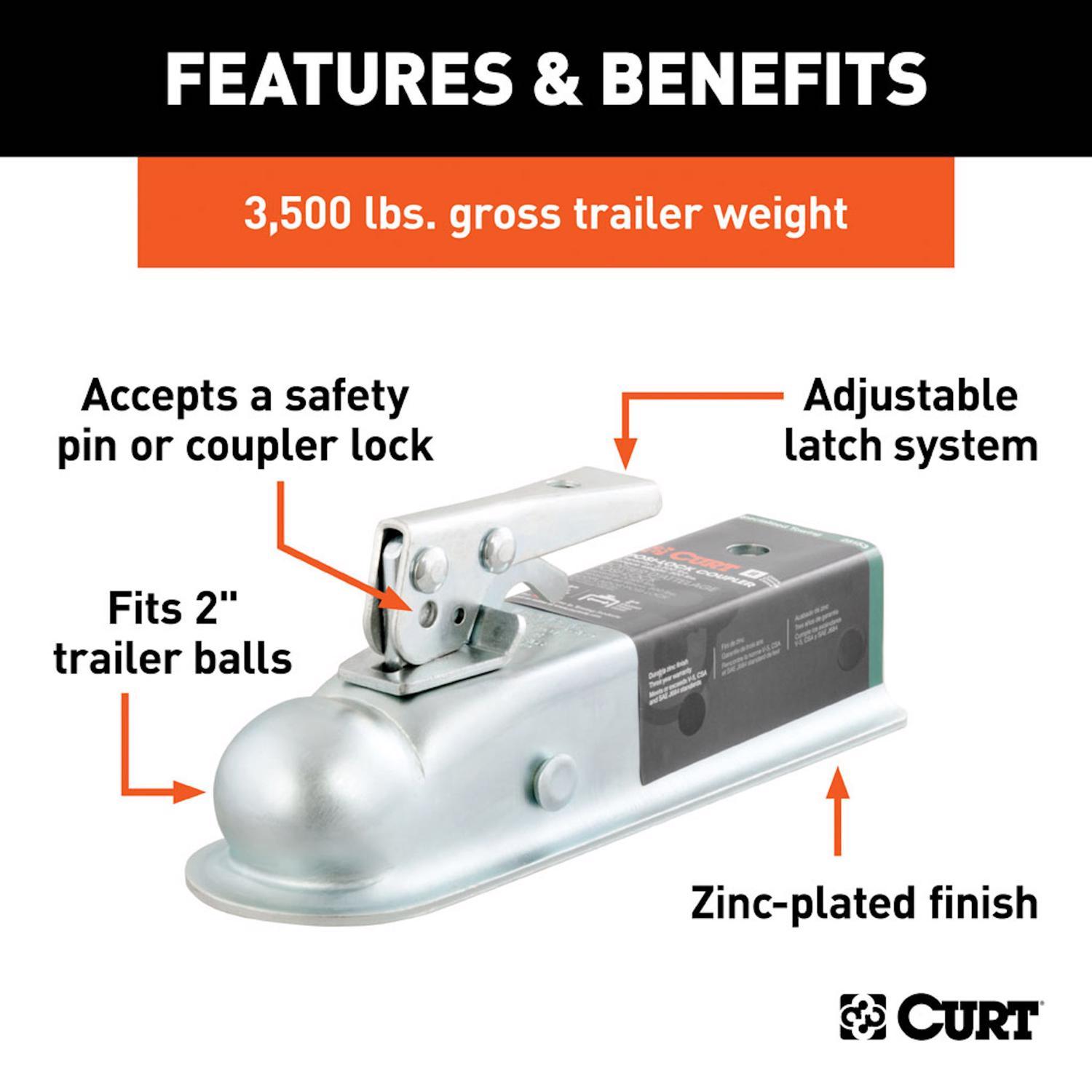 CURT 3500 lb. cap. 2 in. Straight-Tongue Coupler