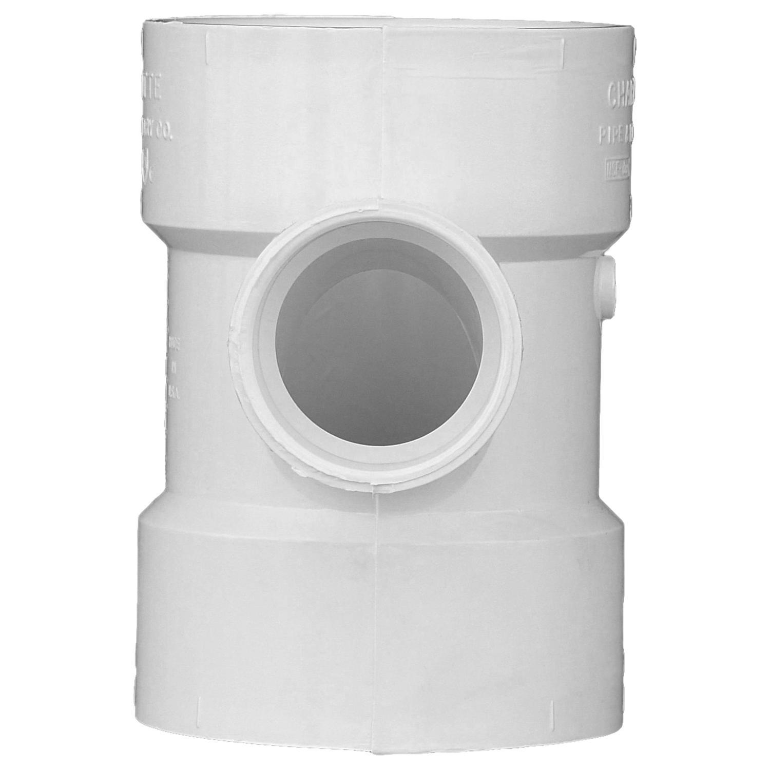 Charlotte Pipe Schedule 40 3 in. Hub X 3 in. D Hub PVC Sanitary Tee 1 pk