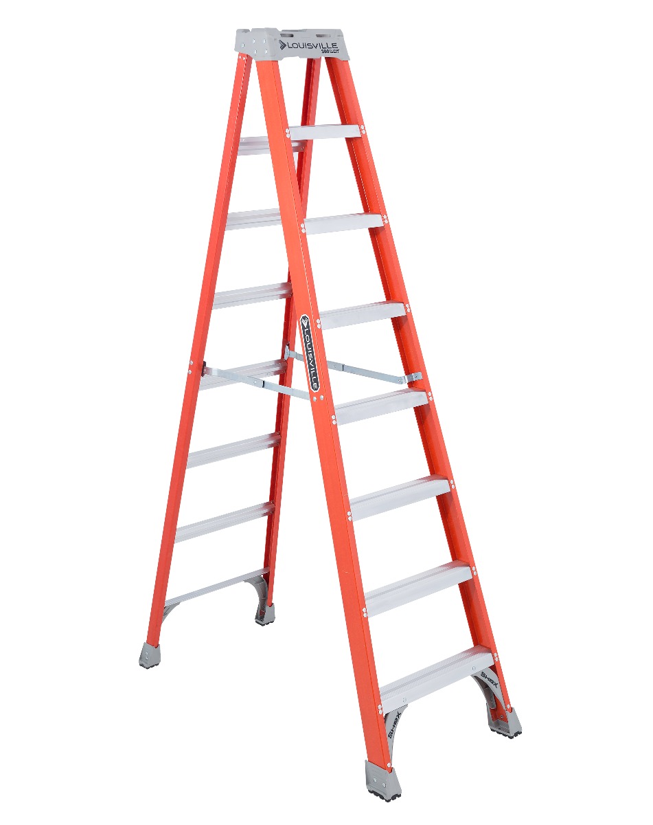 8 ft Louisville FS1508 Fiberglass Step Ladder, Type IA, 300 lb Load Capacity