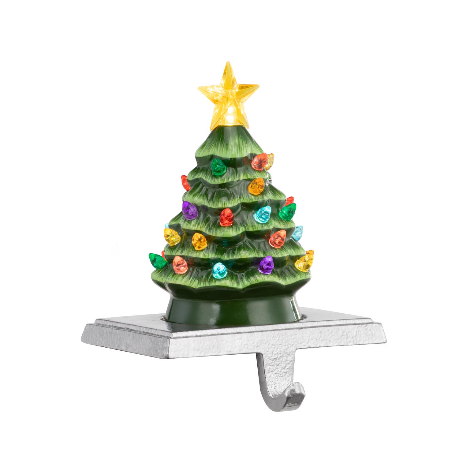 Mr. Christmas LED Green Vintage Tree Stocking Holder Indoor Christmas Decor 6 in.