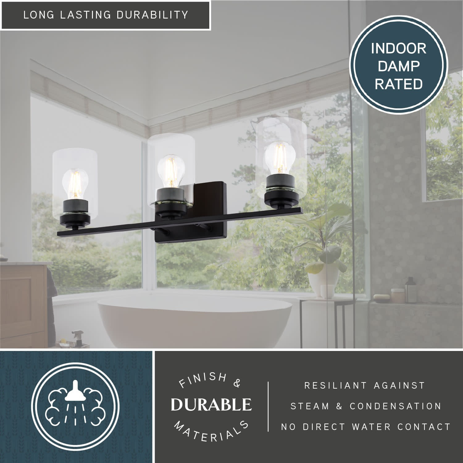 Vaxcel Lighting W0527 Park Ridge 3 Light 22 in.W Vanity Light - Black