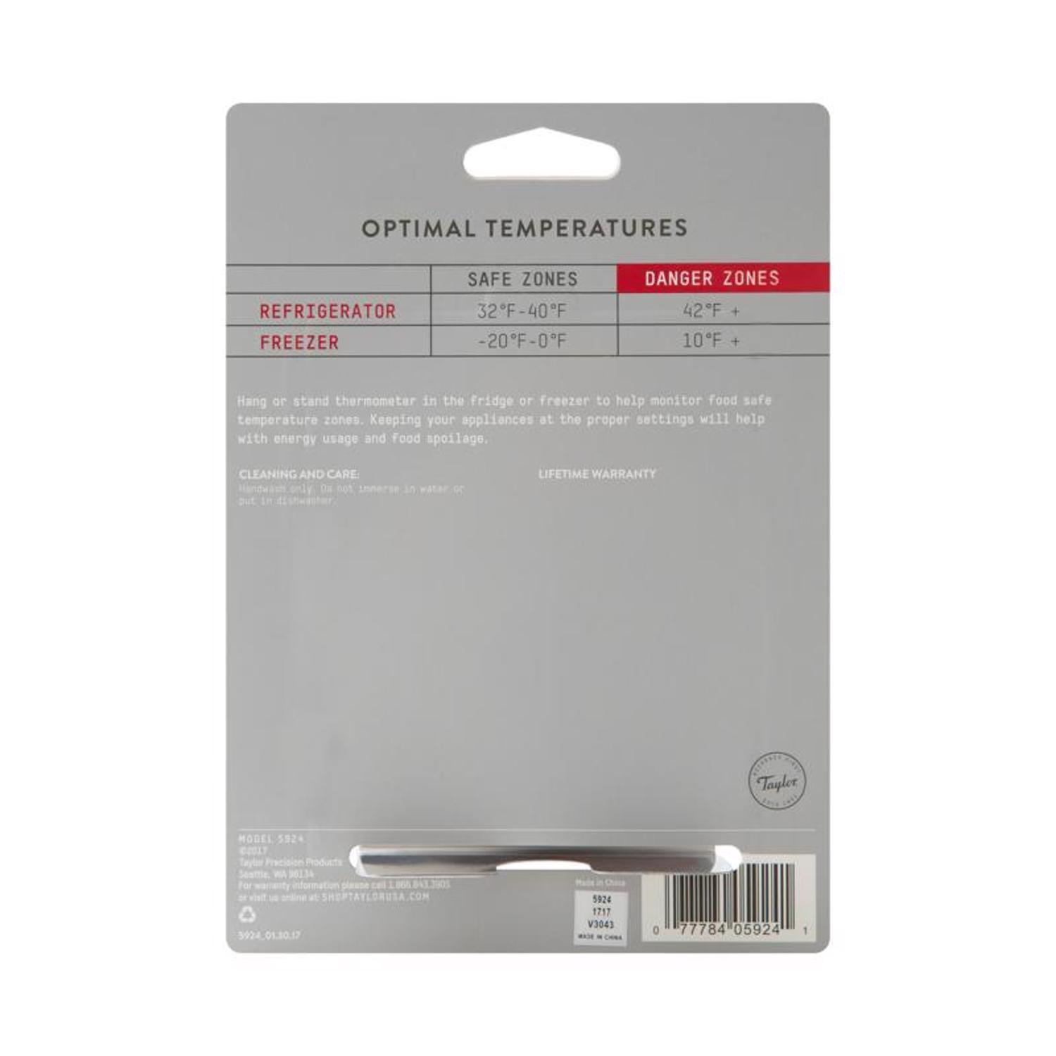 Taylor Instant Read Analog Freezer/Refrigerator Thermometer