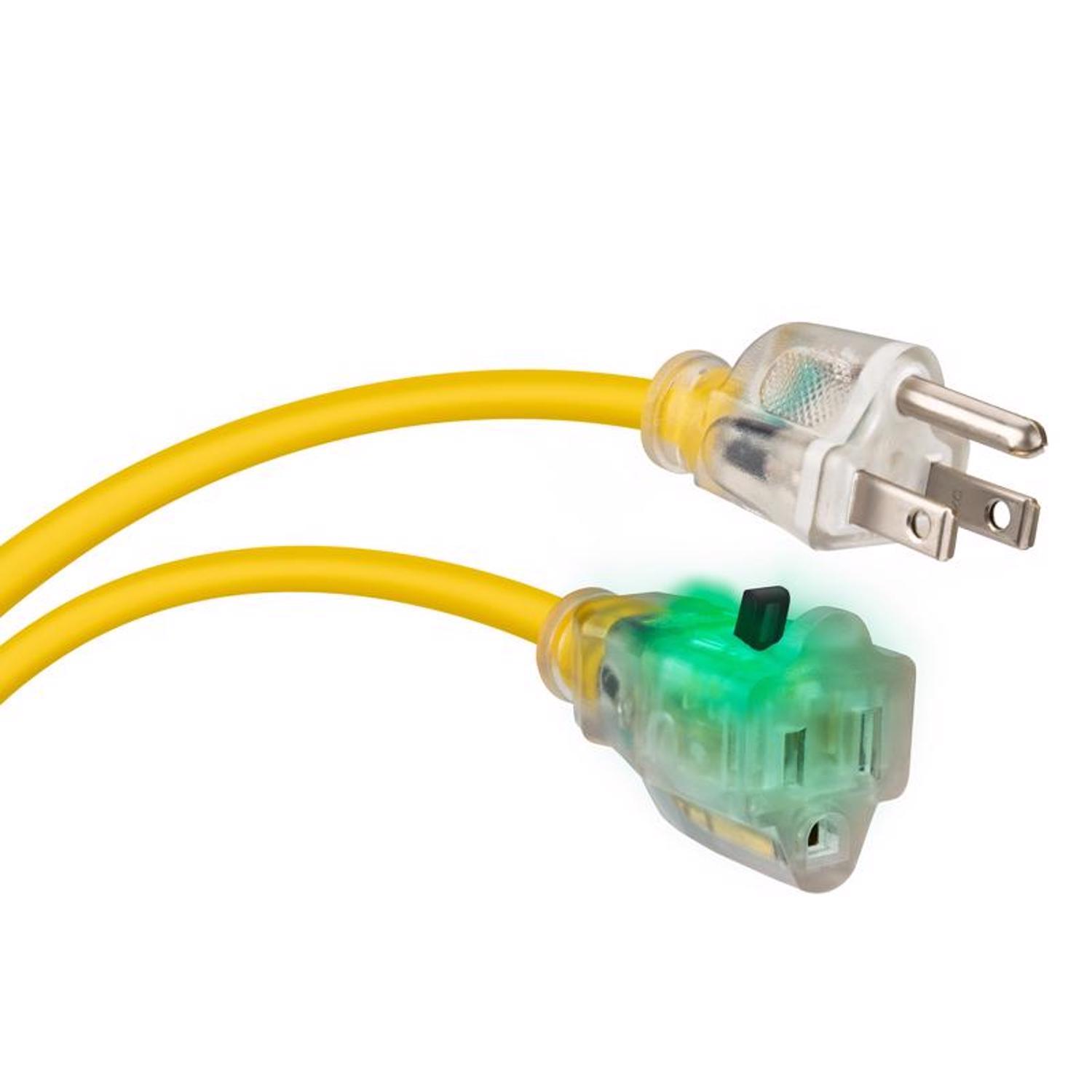 Monster Just Power It Up Outdoor 100 ft. L Yellow Extension Cord 14/3 SJTW
