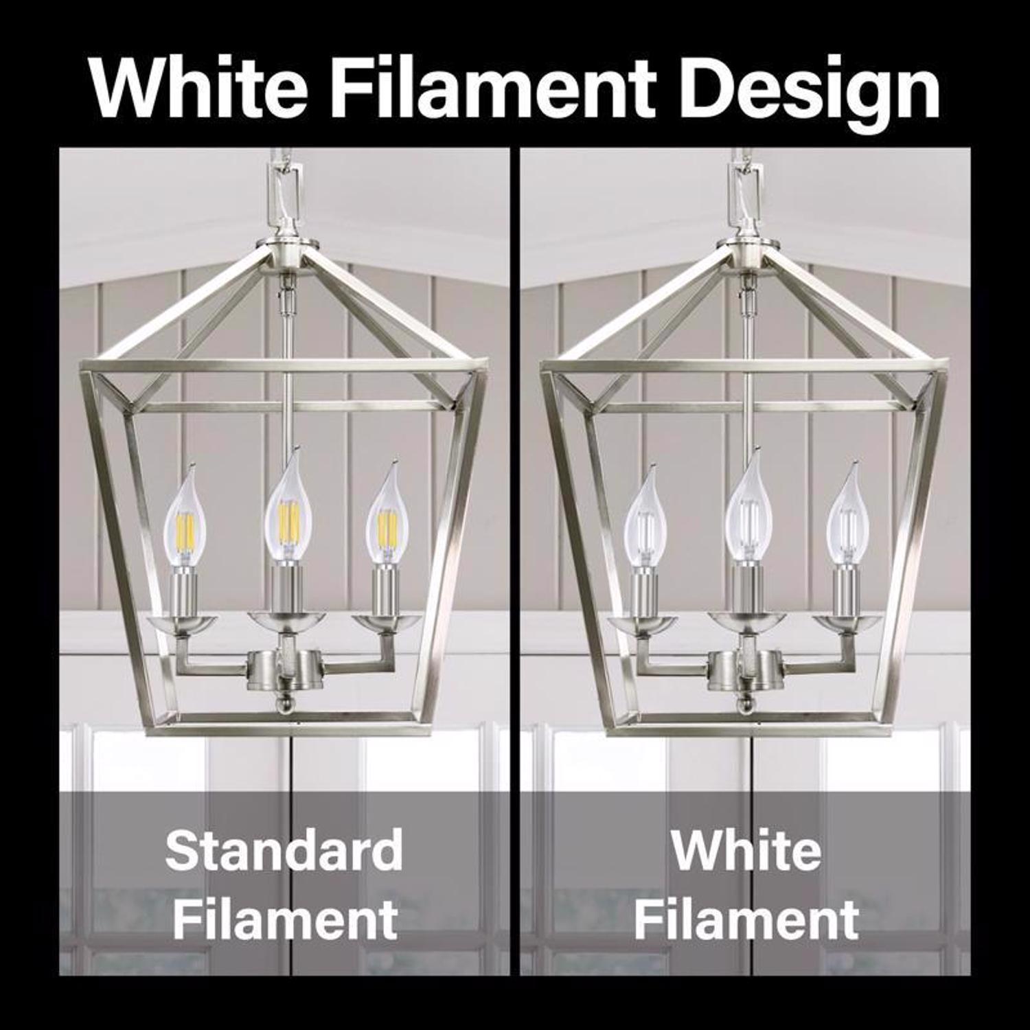 Feit White Filament BA10 E12 (Candelabra) Filament LED Bulb Soft White 60 Watt Equivalence 2 pk