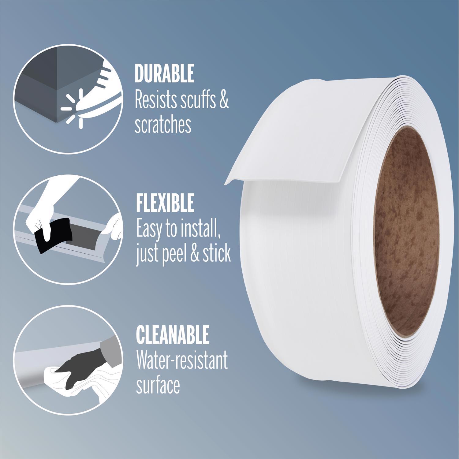 M-D Building Products 4 in. H X 0.08 in. W X 20 ft. L Self-Stick Snow White Vinyl Wall Base