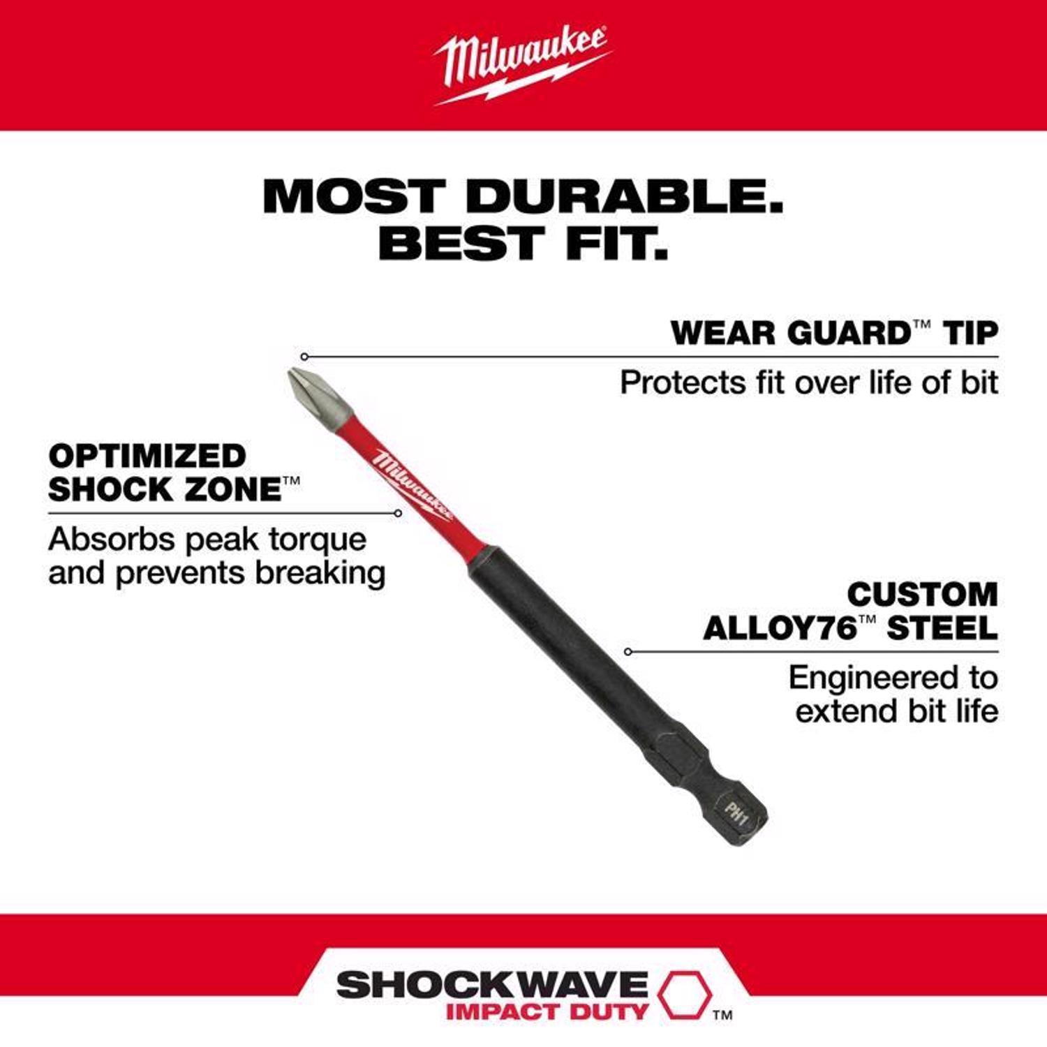 Milwaukee Shockwave Square #2 X 3-1/2 in. L Impact Power Bit Steel 1 pc