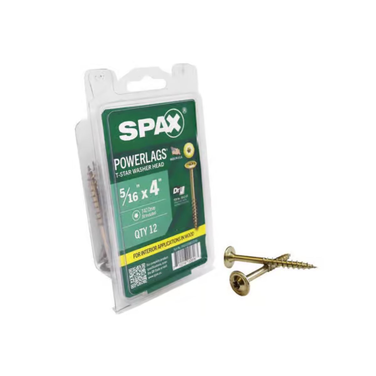 SPAX PowerLags 5/16 in. x 4 in. L Washer Yellow Zinc Carbon Steel Lag Screw 12 Pack
