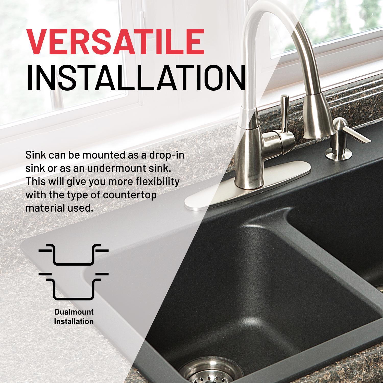 Franke Tectonite Dual Mount 33 in. W X 22 in. L Double Bowl Kitchen Sink Black