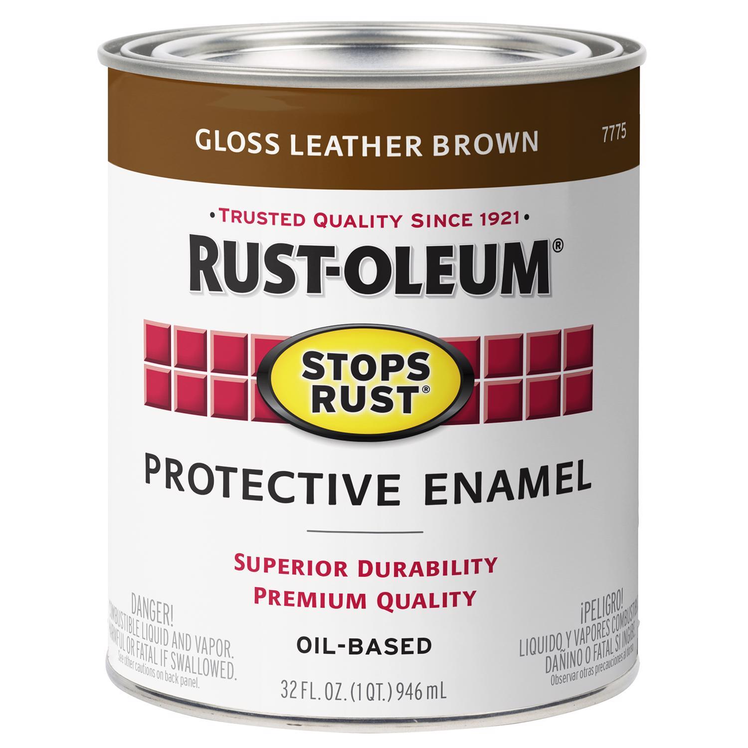 Rust-Oleum Stops Rust Indoor and Outdoor Gloss Leather Brown Oil-Based Protective Paint 1 qt