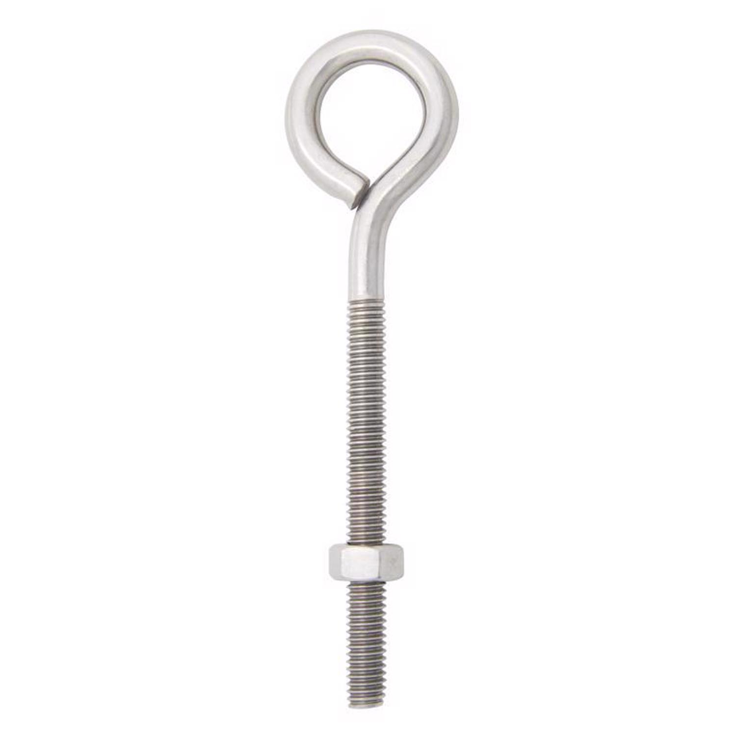 Hampton 5/16 in. X 5 in. L Stainless Stainless Steel Eyebolt Nut Included