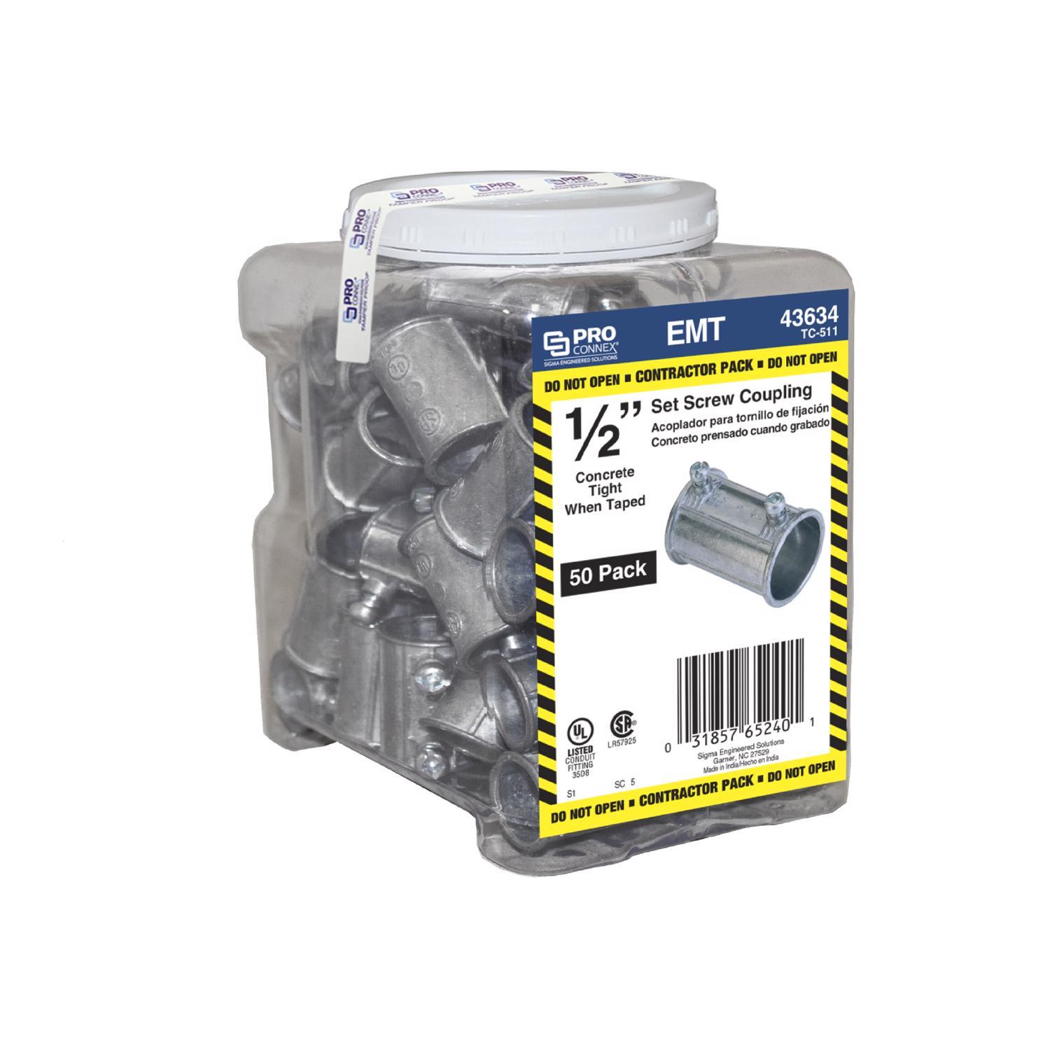 Sigma Engineered Solutions 1/2 in. D Die-Cast Zinc Set Screw Coupling For EMT 50 pk