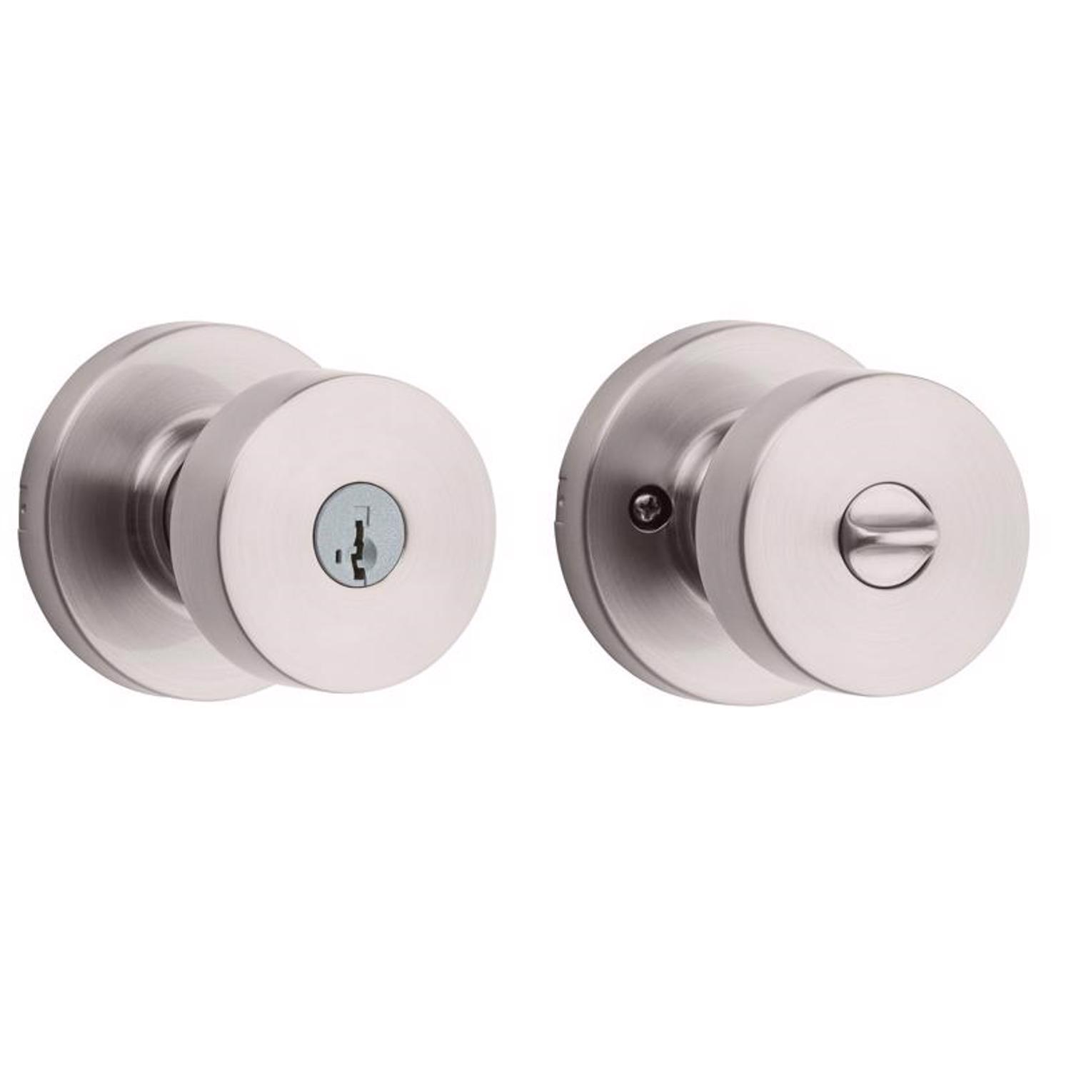 Kwikset SmartKey Pismo Satin Nickel Entry Door Knob KW1 1-3/4 in.