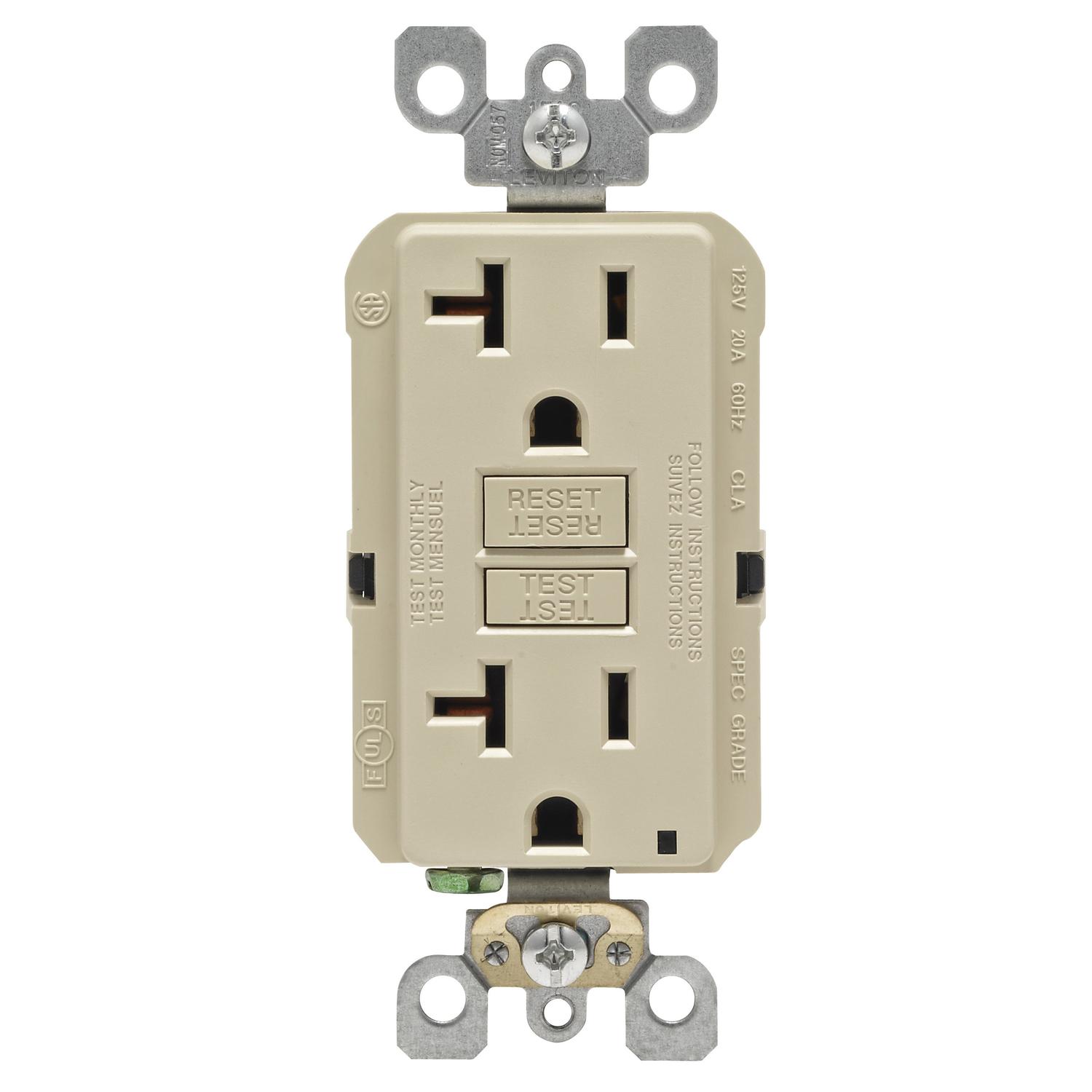 Leviton SmartlockPro 20 amps 125 V Duplex Ivory GFCI Outlet 5-20R 1 pk