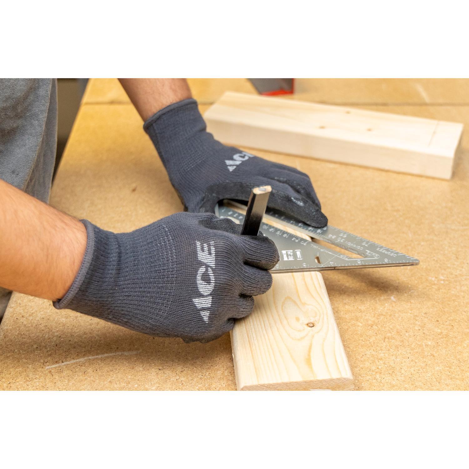 Ace Men's Indoor/Outdoor Coated Work Gloves Blue/Gray L 1 pair