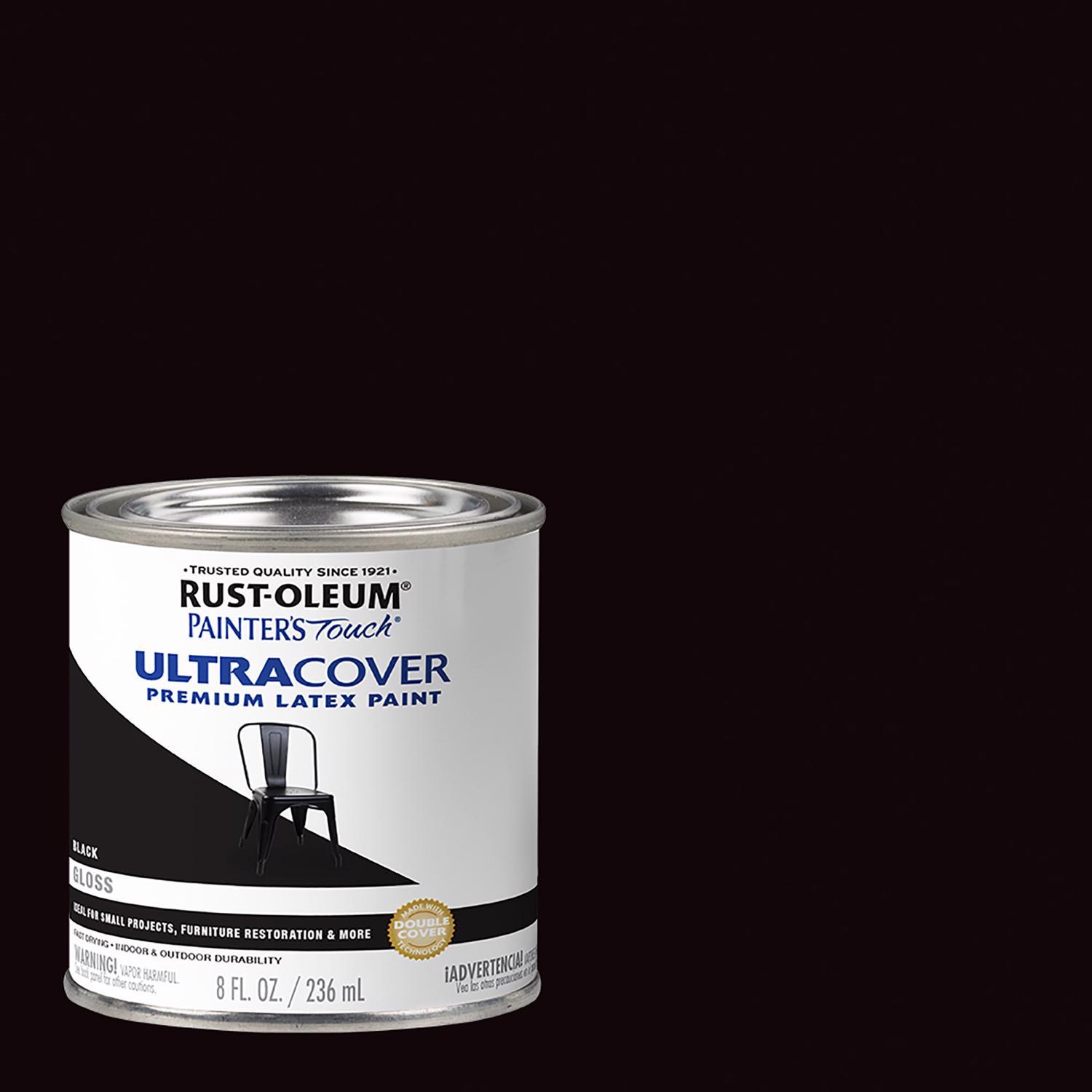 Rust-Oleum Painters Touch Gloss Black Water-Based Ultra Cover Paint Exterior and Interior 0.5 pt
