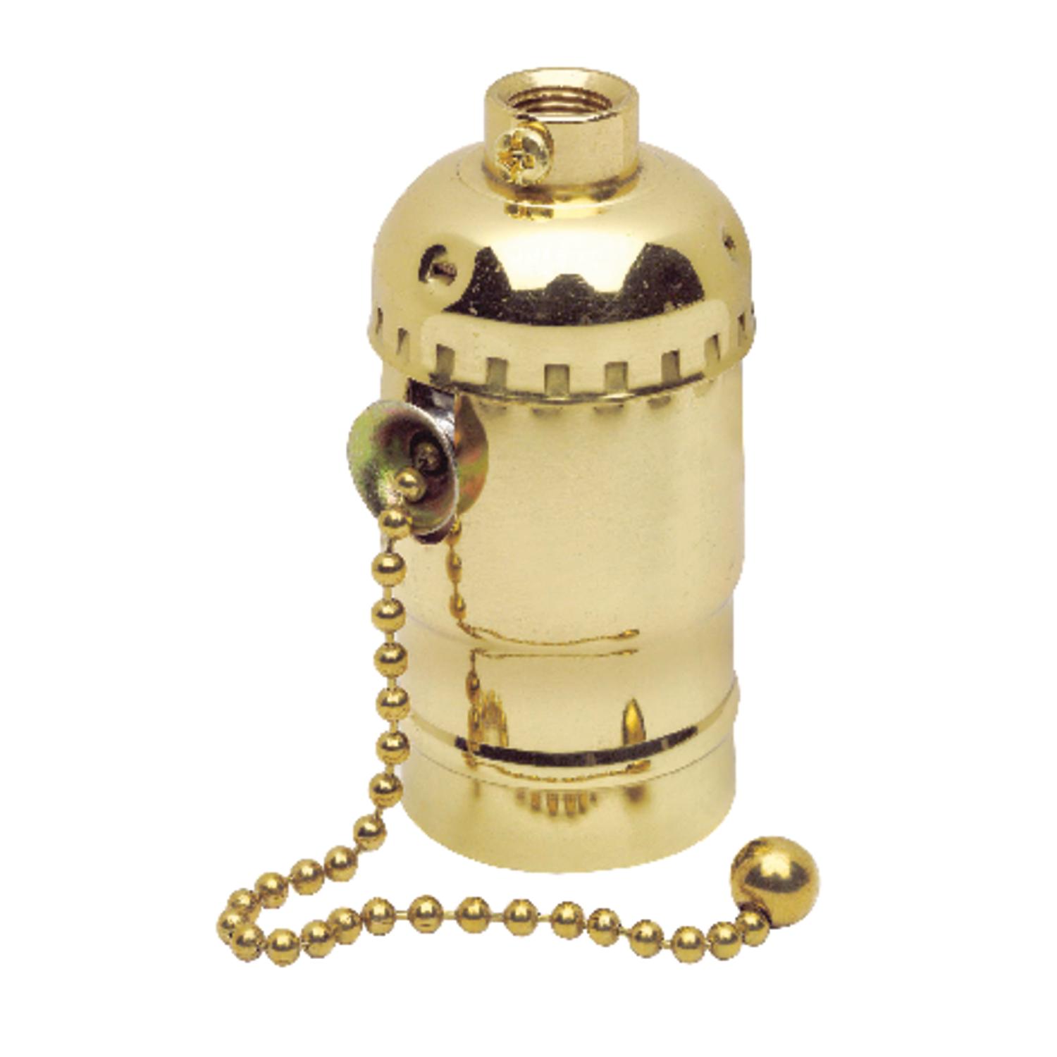Leviton Aluminum Incandescent Medium Base Pull Chain Socket 1 pk