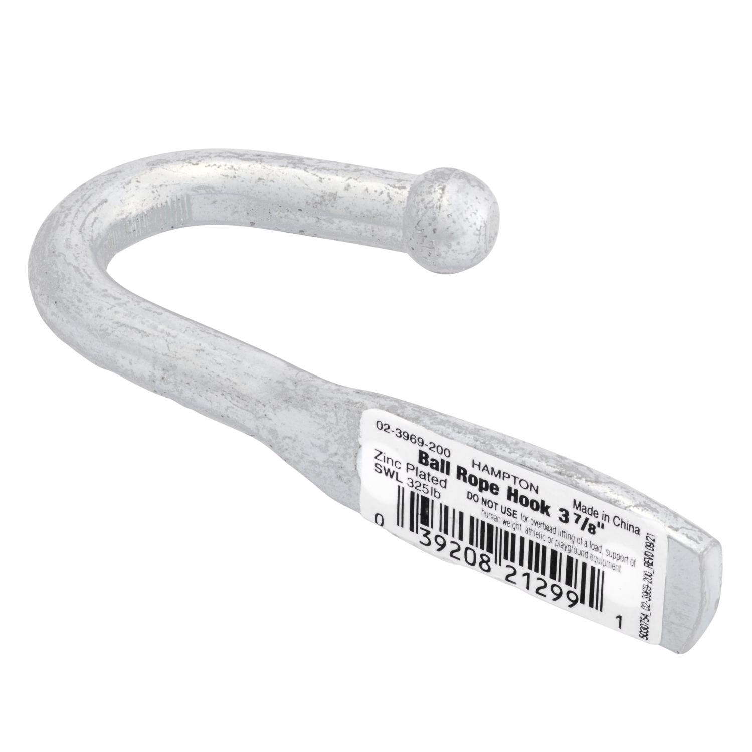 Hampton Small Zinc-Plated Silver Steel 3.125 in. L Rope Binding Hook 325 lb 1 pk