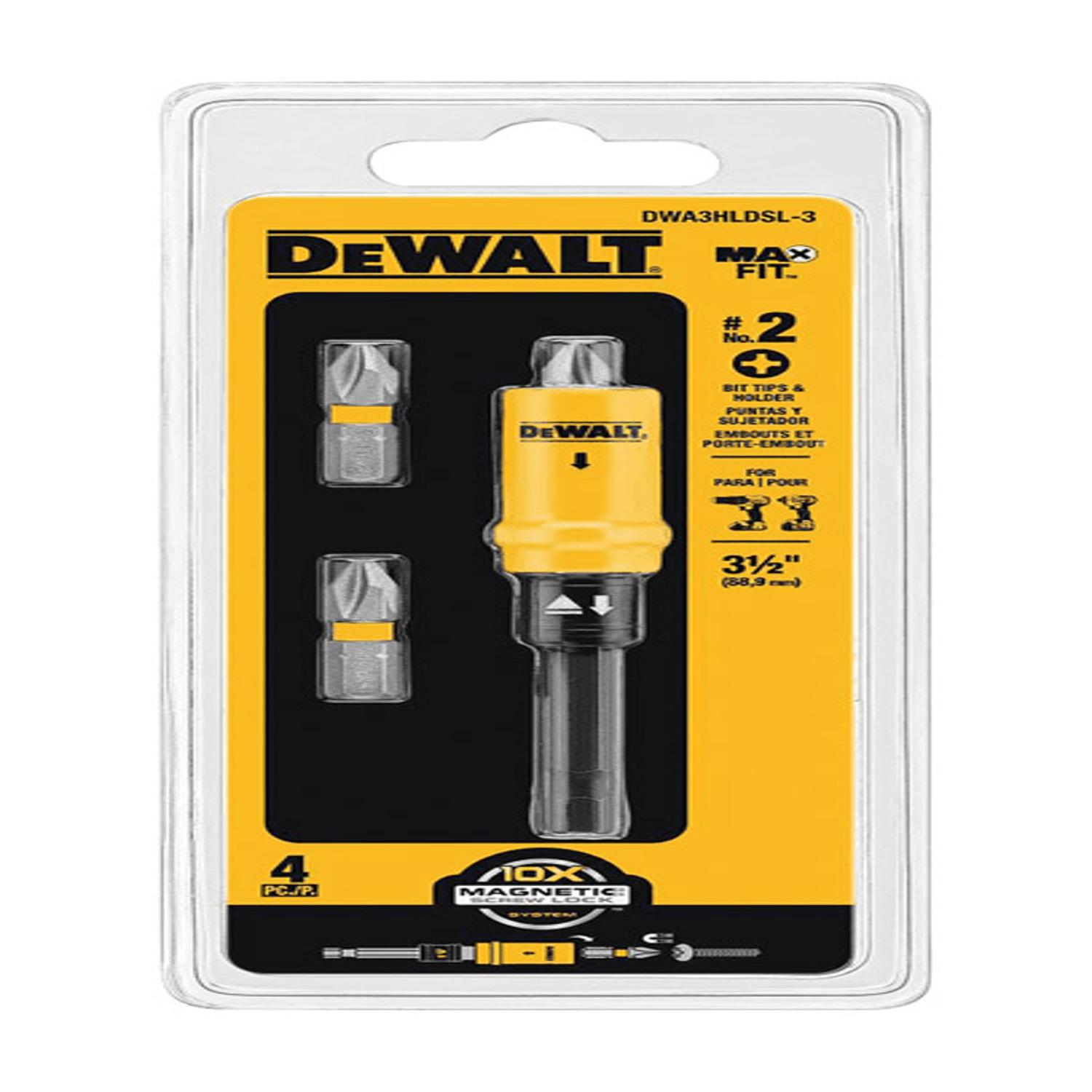 DEWALT Max Fit Phillips #2 Screw Lock Bit and Holder Set S2 Tool Steel 4 pc