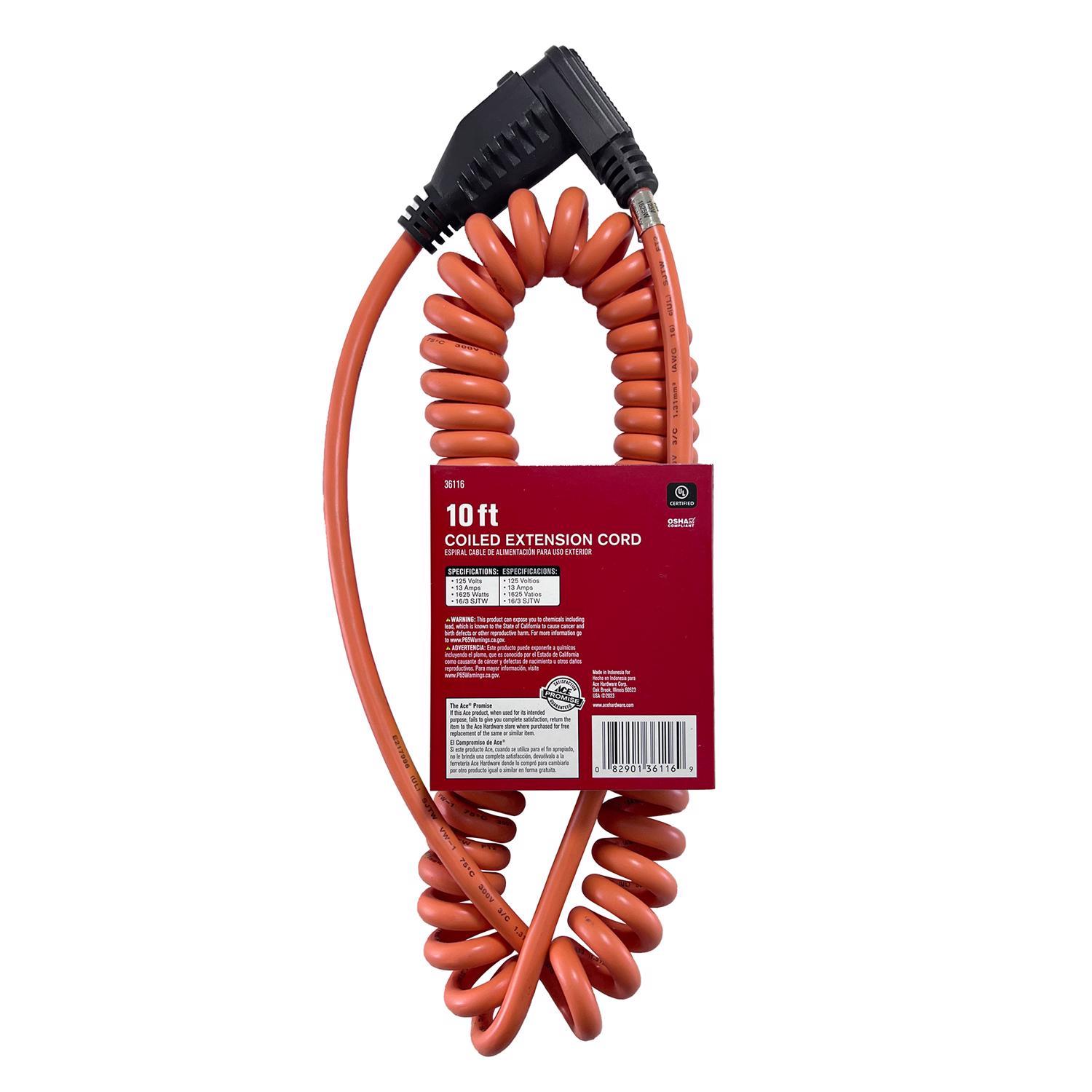 Ace Indoor or Outdoor 3 to 10 ft. L Orange Extension Cord 16/3 SJTW