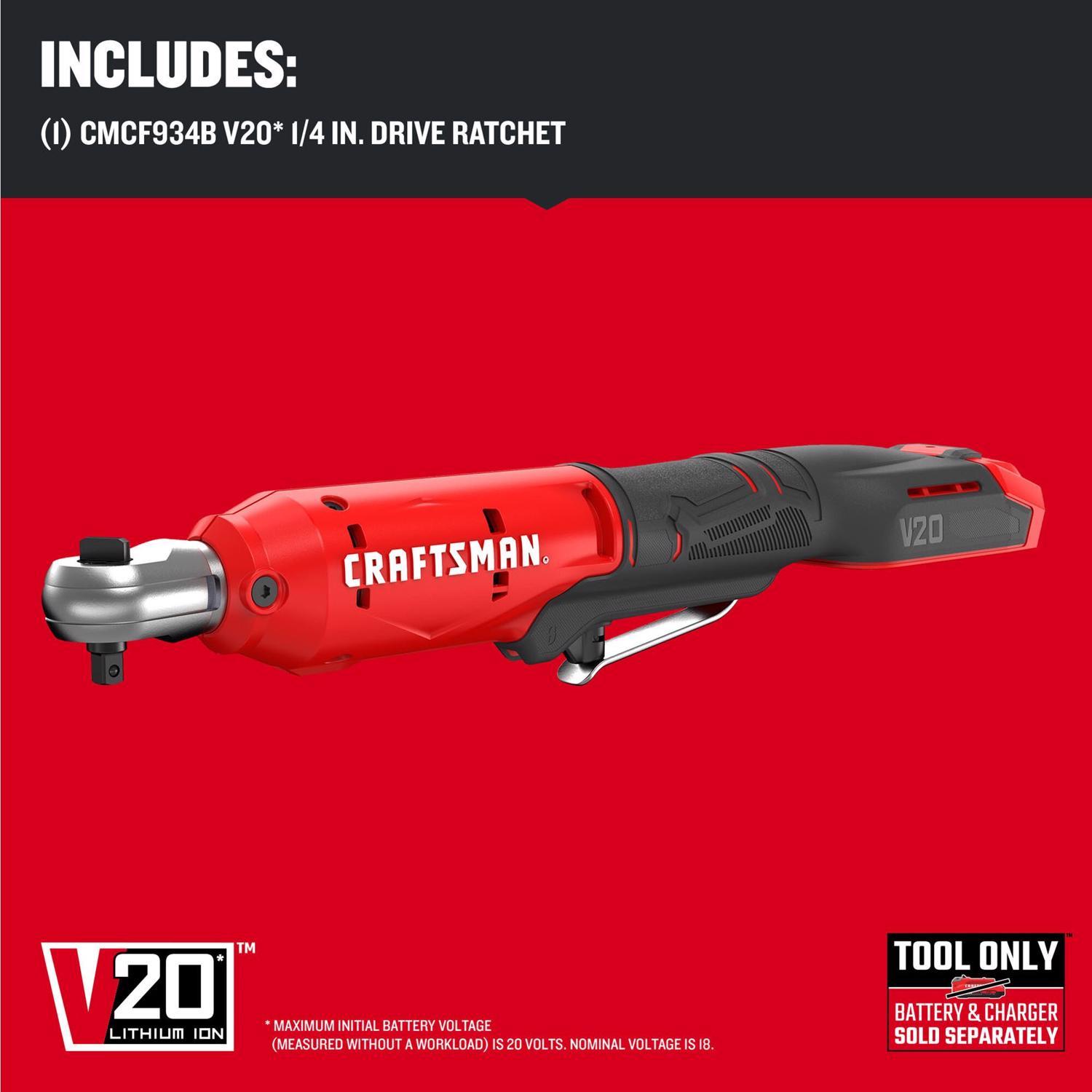 Craftsman V20 Versatrack 1 4 in. Brushed Cordless Ratchet Tool Only Stine Home Yard The Family You Can Build Around