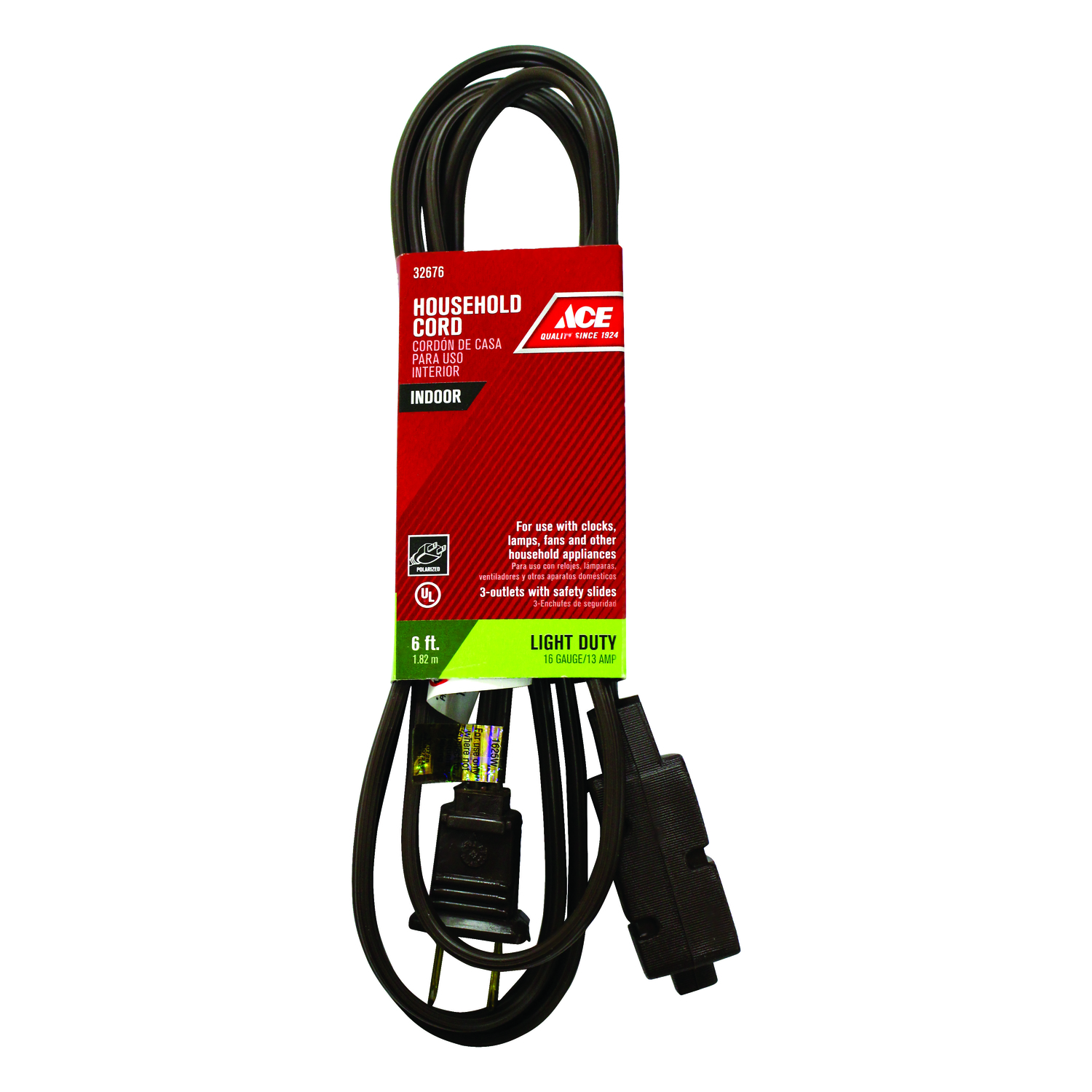 Ace Indoor 6 ft. L Brown Extension Cord 16/2 SPT-2