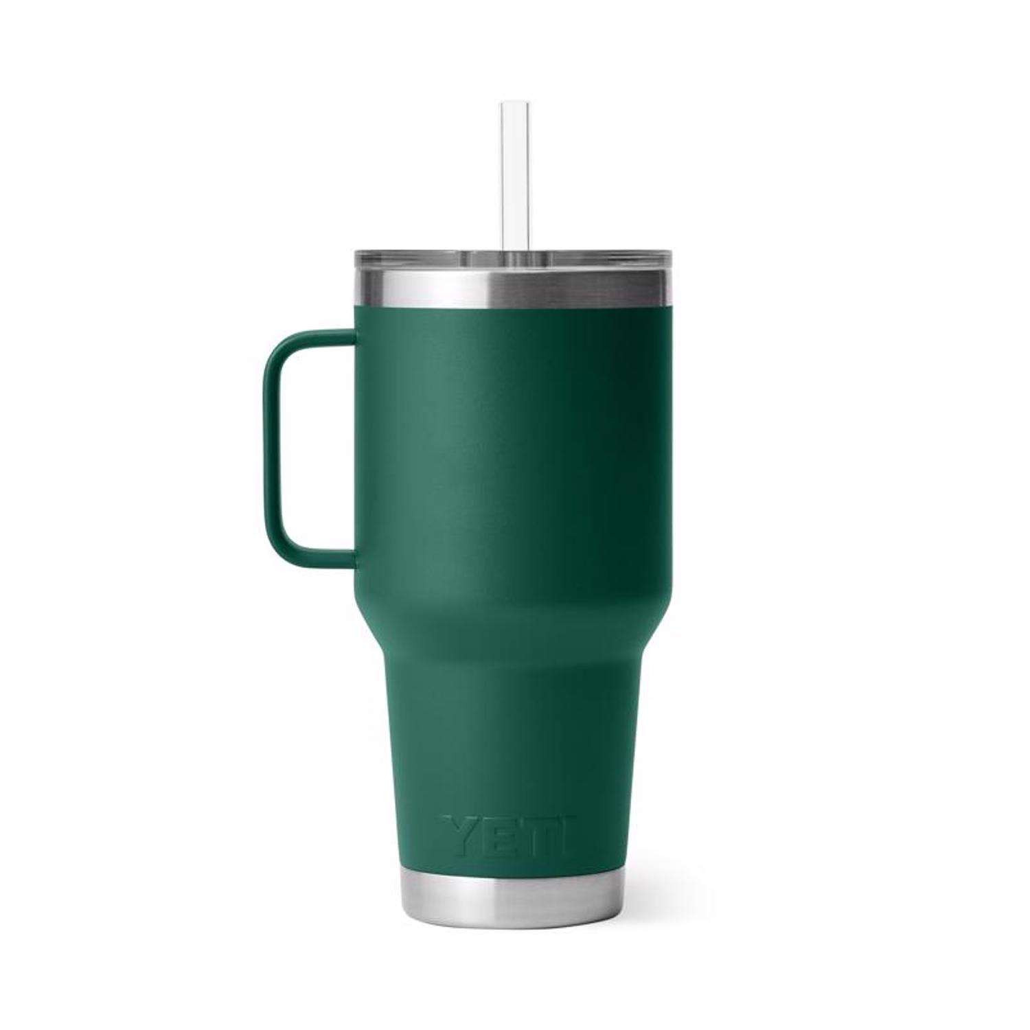 YETI Rambler 35 oz Black Forest Green BPA Free Straw Mug