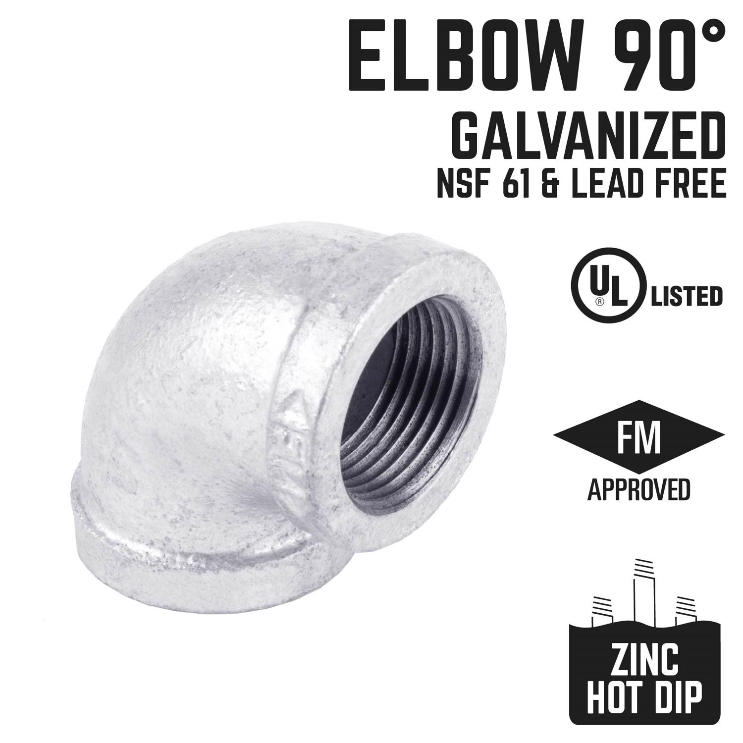 STZ Industries 1/2 in. FIP each X 1/2 in. D FIP Galvanized Malleable Iron 90 Degree Elbow