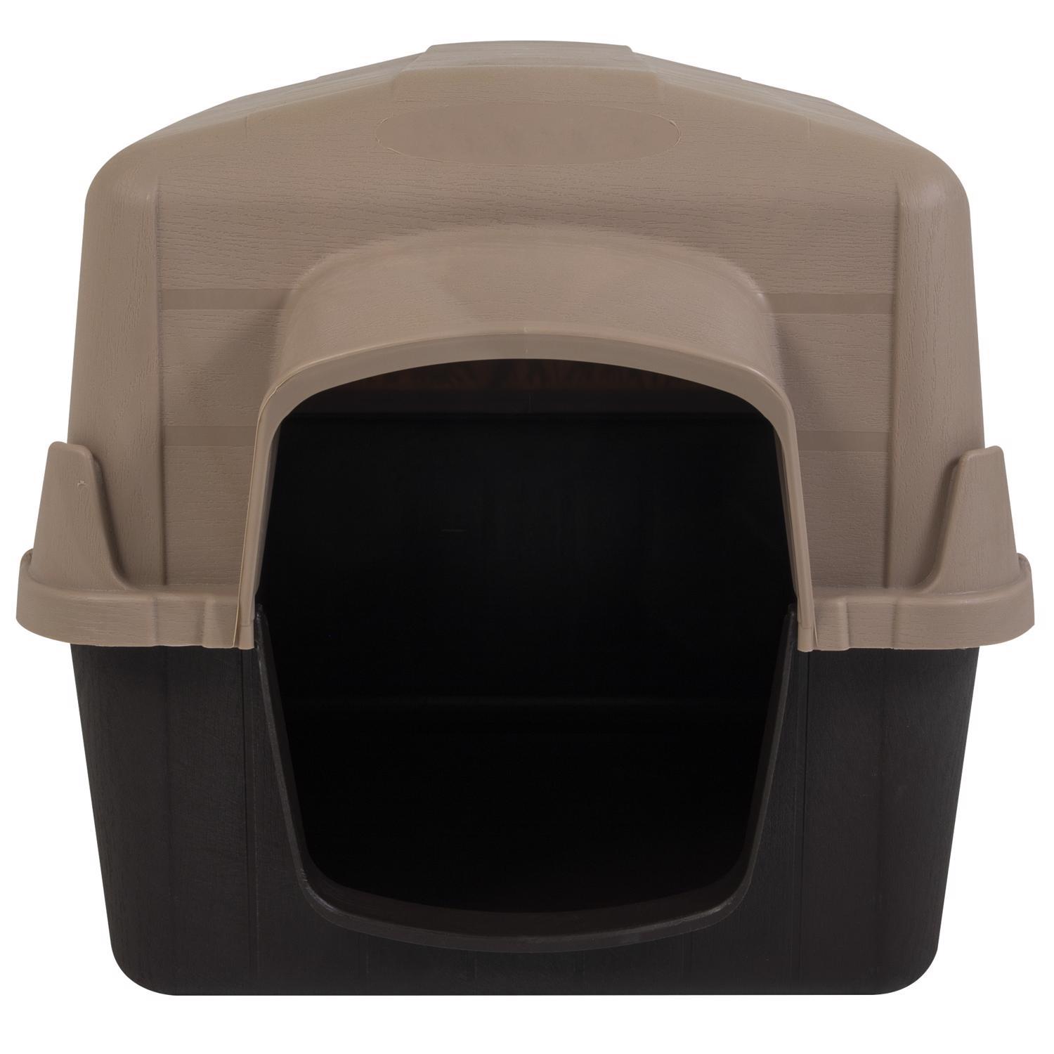 Aspen Pet Petbarn 3 Large Plastic Dog House Brown/Sand 26 in. H X 24 in. W X 32 in. D