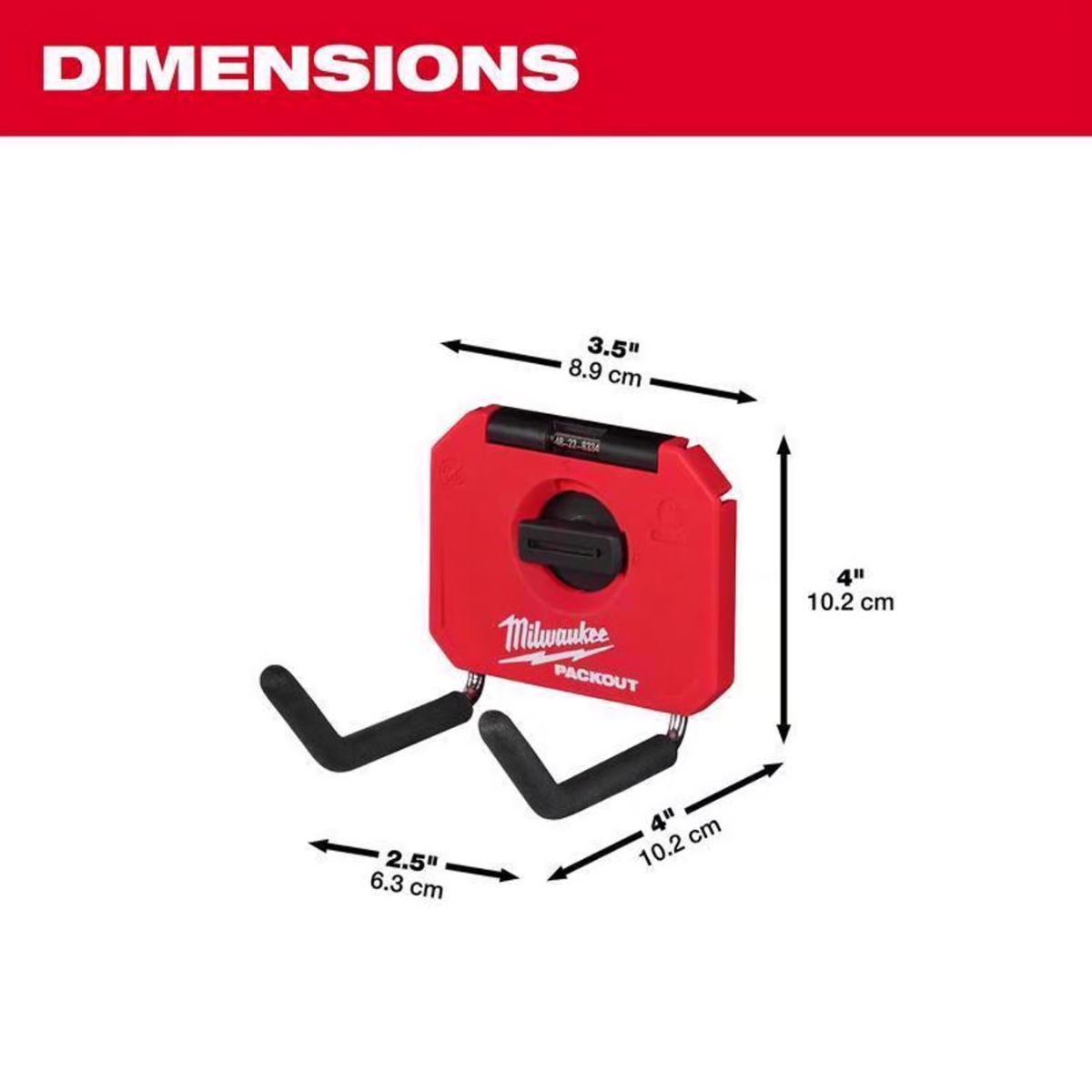 Milwaukee Packout Small Black/Red Plastic 4 in. L Straight Hook 1 pk