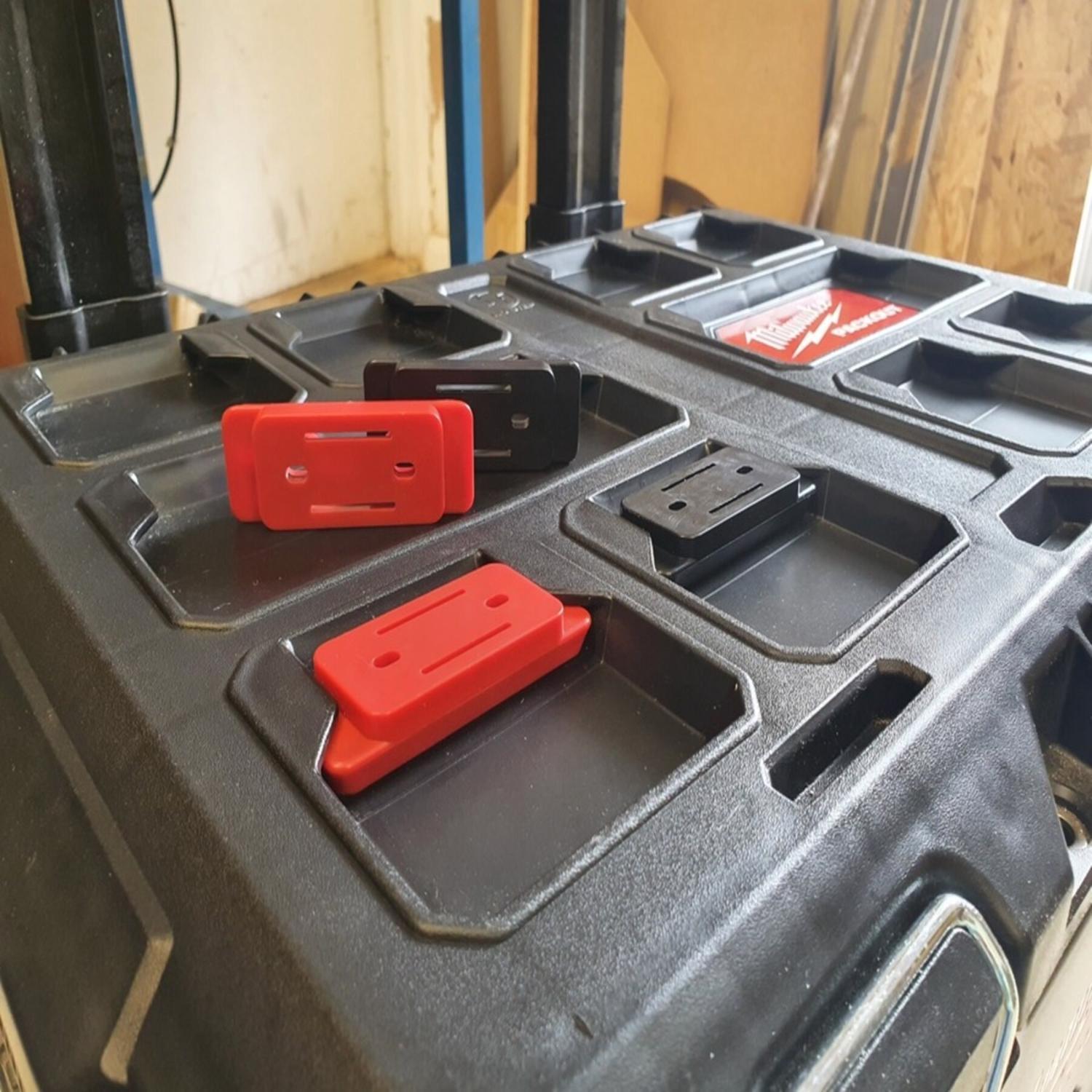 StealthMounts Mounting Feet Compatible with Milwaukee Packout, Red ABS Packout Holder 8 pk