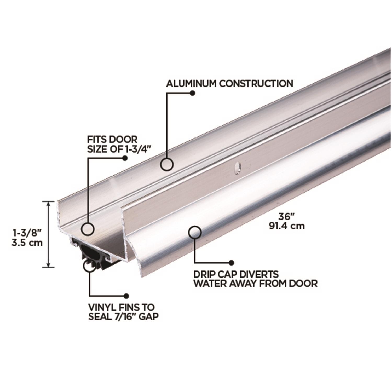 M-D Building Products Silver Aluminum Under Door Seal For Doors 36 in. L X 1.75 in.