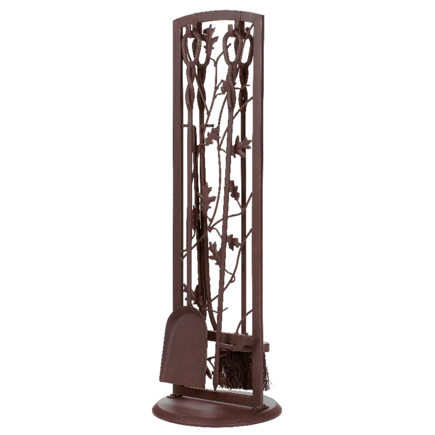Panacea Colonial Brown Powder Coated Steel Fireplace Tool Set