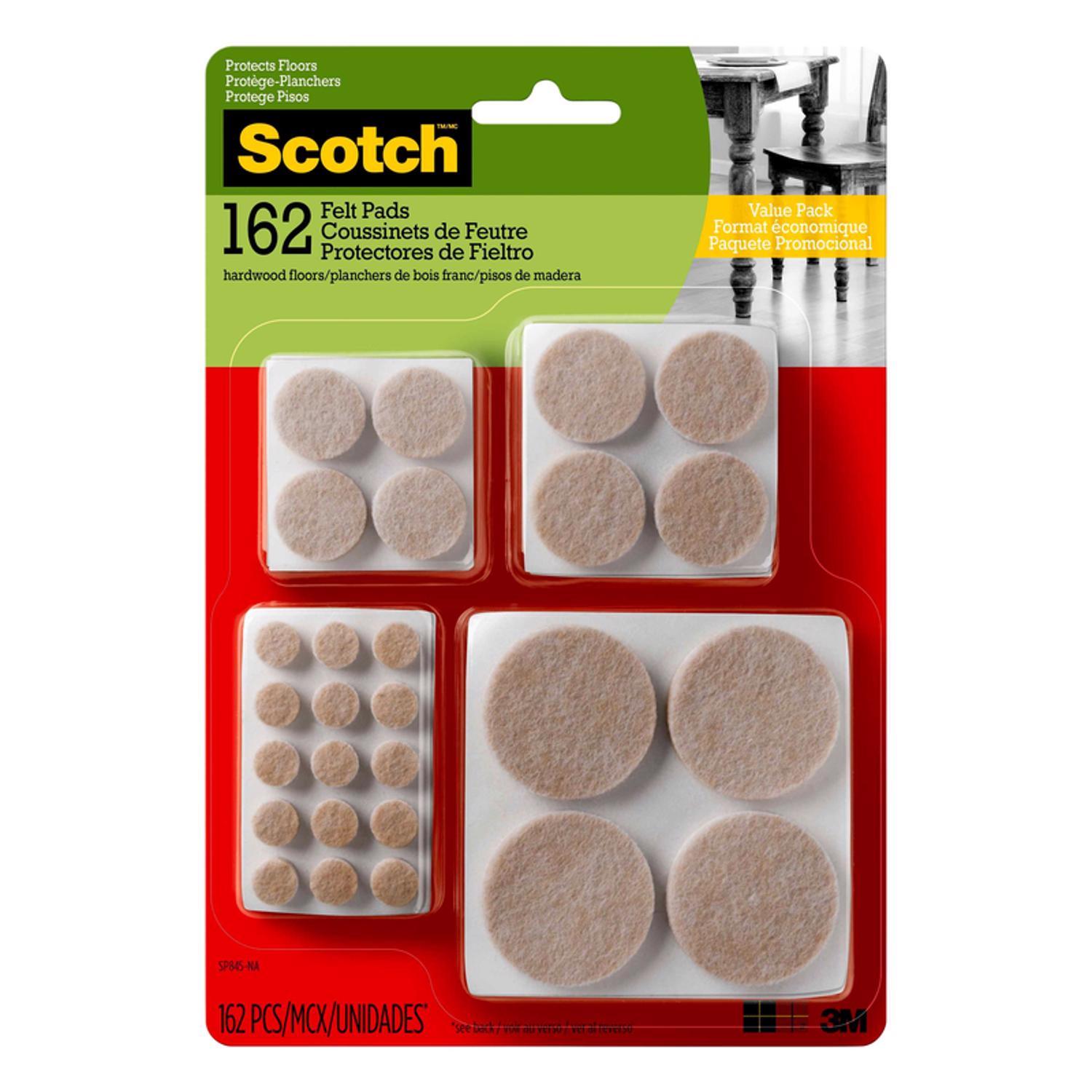 3M Scotch Felt Self Adhesive Protective Pad Beige Round Assorted in. W 162 pk