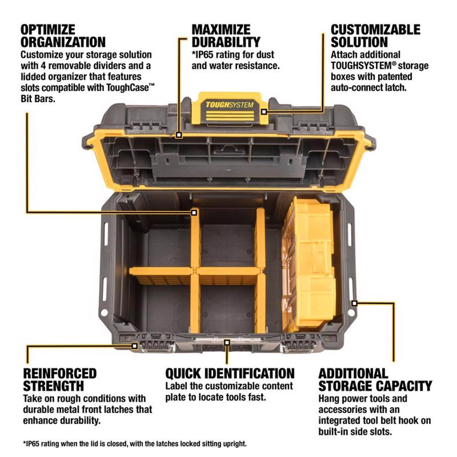 DeWalt ToughSystem 2.0 15.3 in. Deep Half Tool Box Black/Yellow